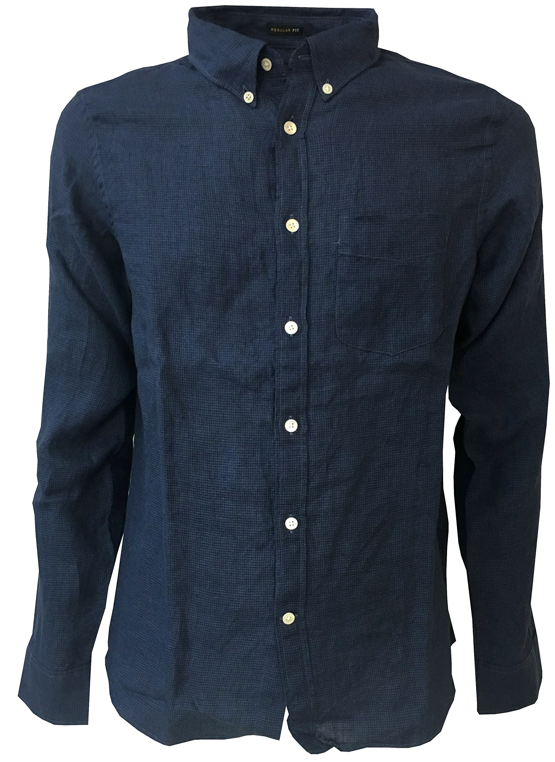 LEE 101 Koszula męska Denim Foot Denim / Blue MOD 101 Button Down 100% Len Regular Fit, Dżinsowa stopka De Poule / niebieski, L