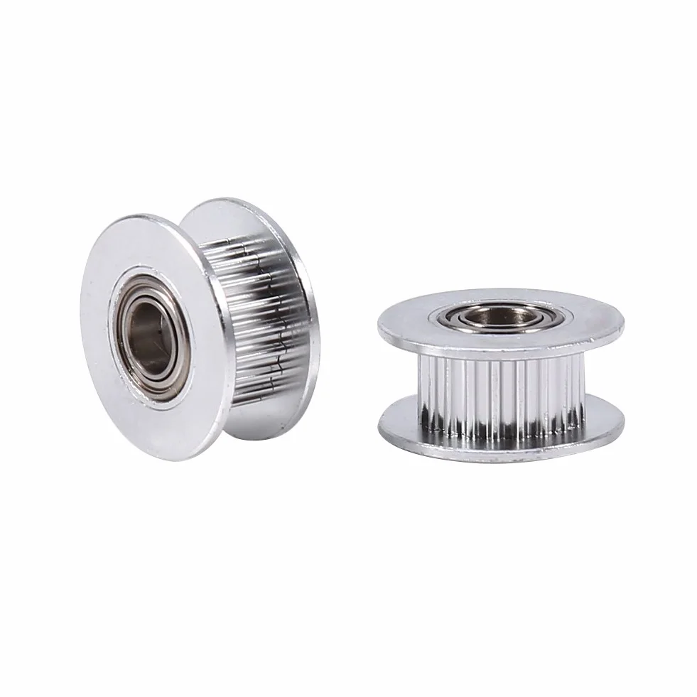 2Pcs Aluminum 5Mm Inner Diameter, 6Mm Idler Pulley Pulley Timing Belt Drive Idler Pulley With Bearing For 3D Printer