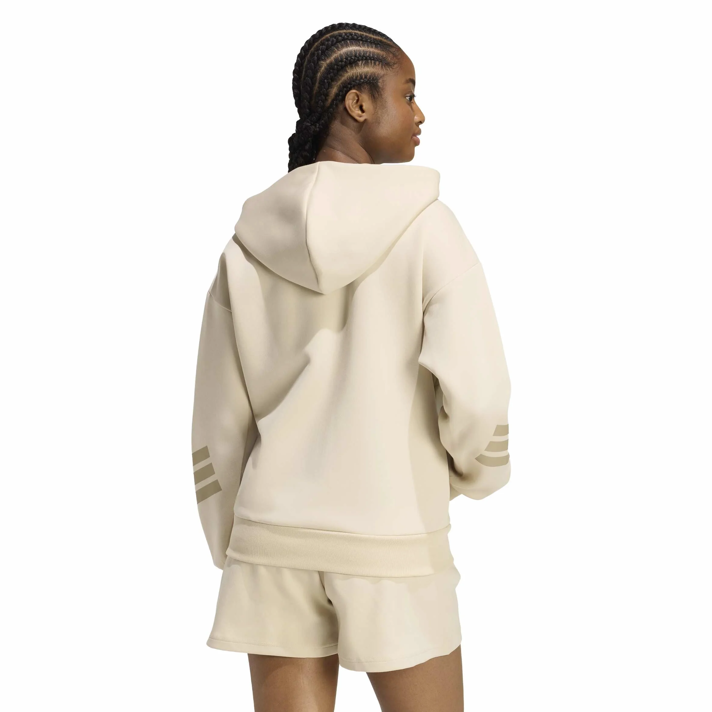 adidas dames FUTURE ICONS THREE STRIPES FULL ZIP HOODIE, Crystal Linen, L
