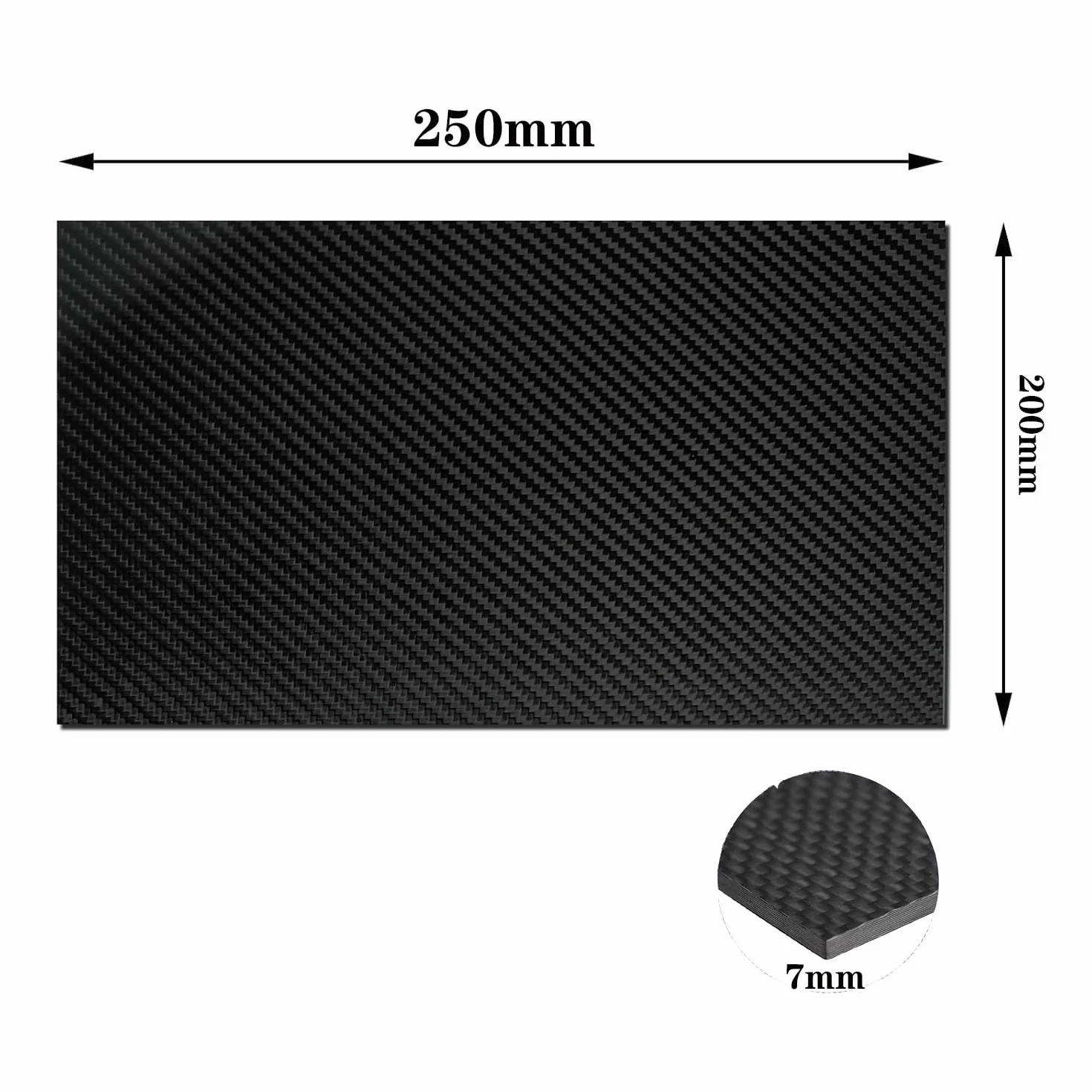 Płyta z włókna węglowego służy do ram dronów, masztów latawcowych i budowy lekkich samolotów, długość 250 mm, szerokość 200 mm,Thickness 7mm