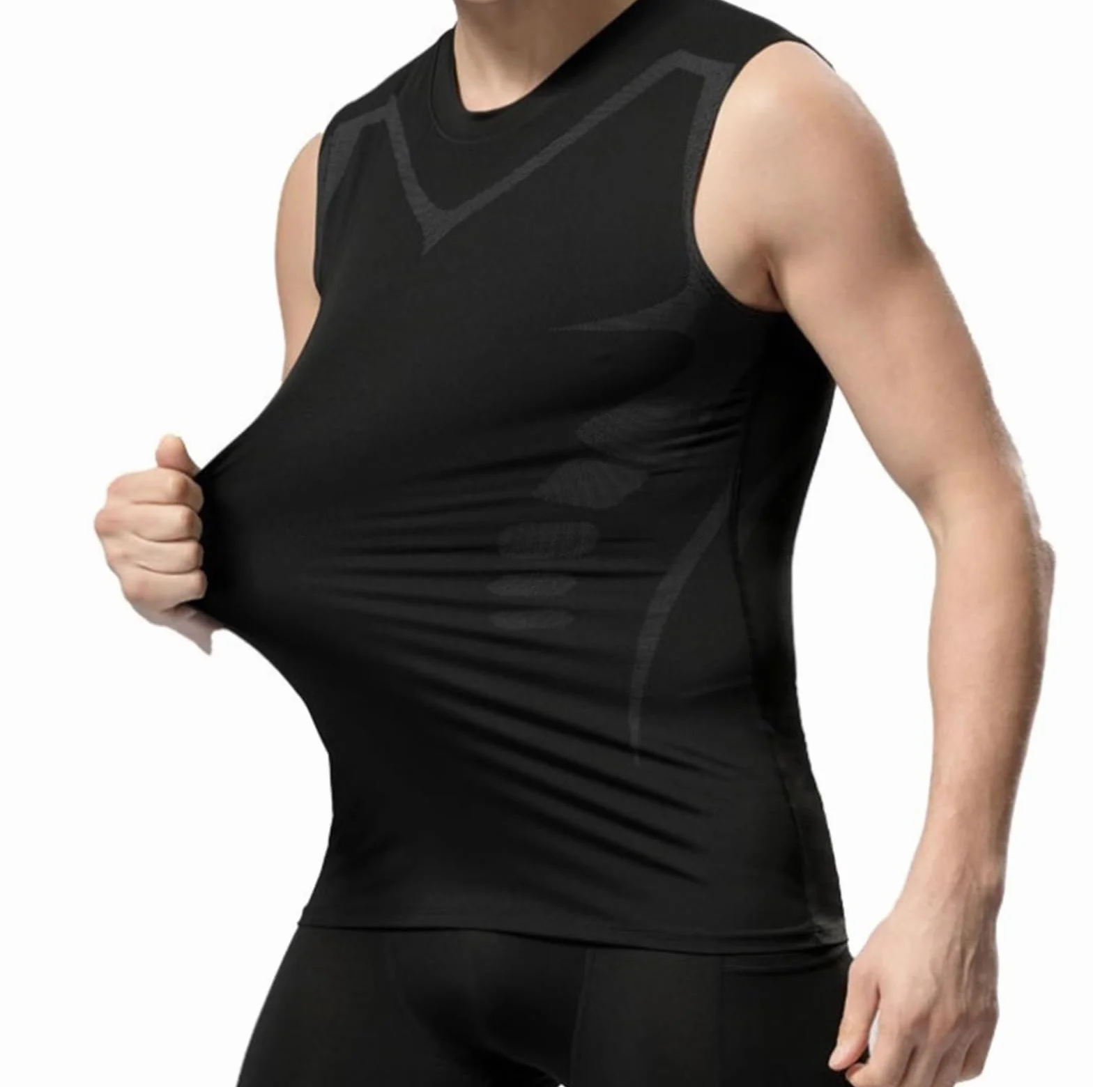 Vitaboost Koszulka Kompresyjna Bez Rękawów Body Shaper Slimming Tummy Compression Tank Czarny XX-Large
