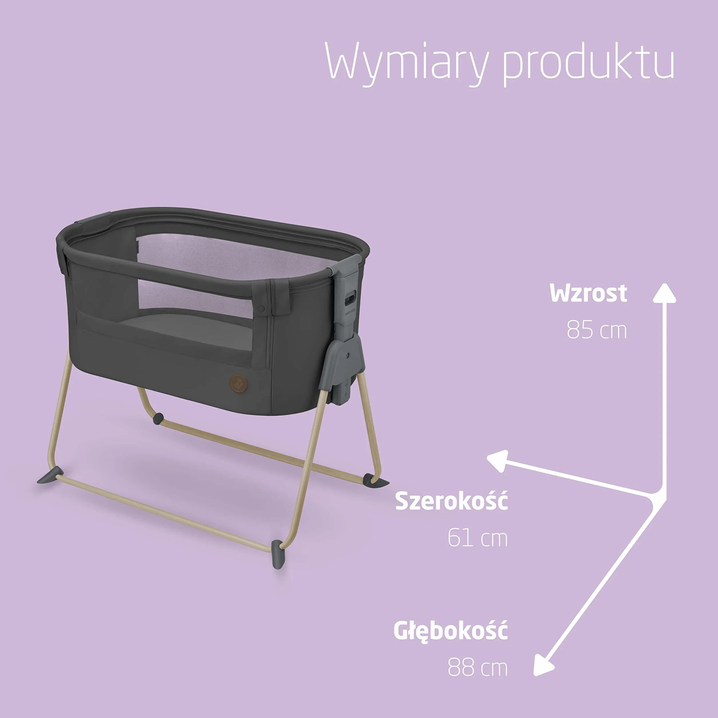 Maxi-Cosi Tori 2 w 1 Łóżeczko dostawne, Kołyska dostawna, kompaktowe składanie, Lekkie, 5 opcji wysokości, Przenośne łóżeczko dostawne z oddychającą siateczką, 0–6 mies, 0–9 kg, Beyond Graphite