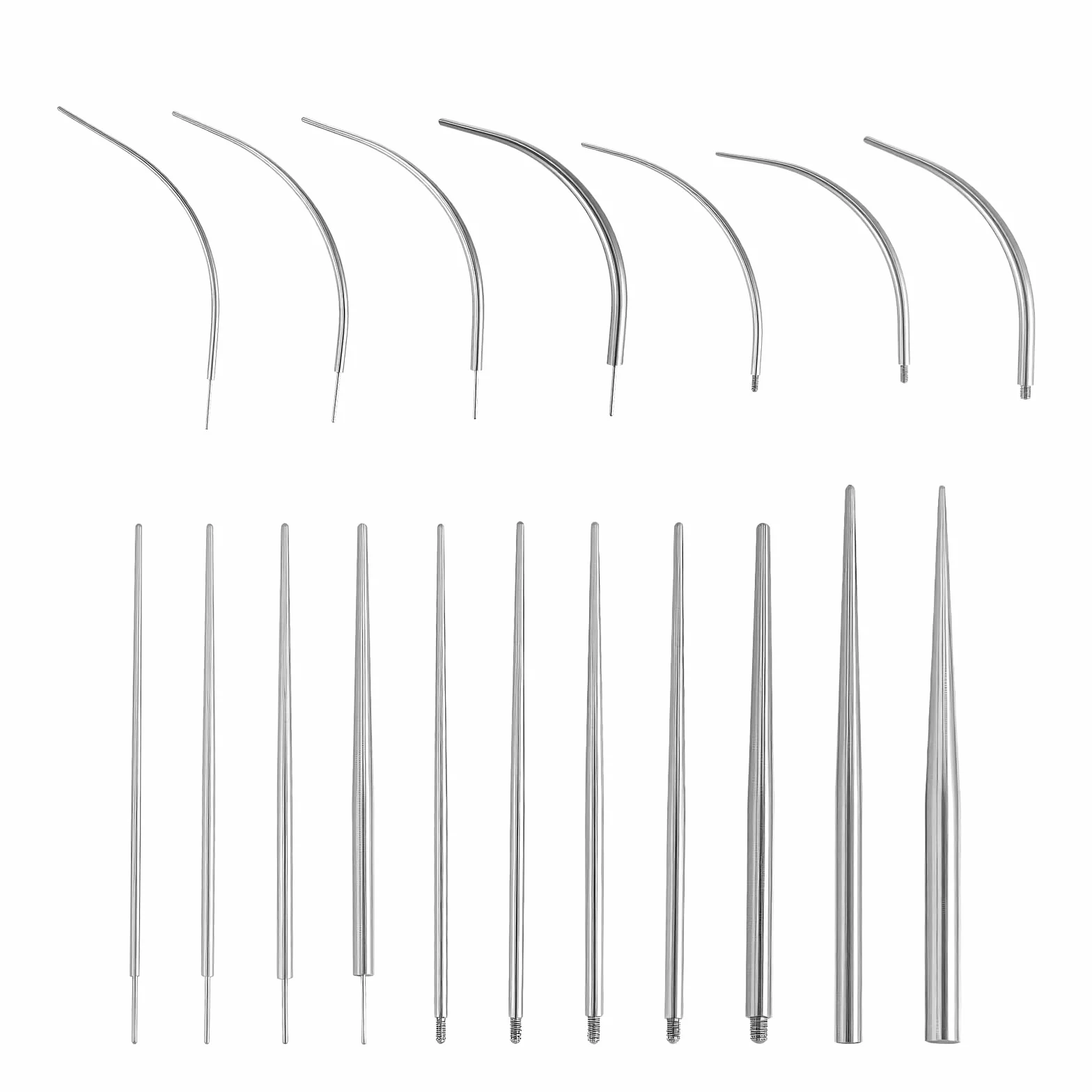 Zestaw 18 sztuk igieł do piercingu, zestaw do przekłuwania uszu, stal chirurgiczna, stal nierdzewna, do wsuwania tragus, helix, wargi, nosa, chrząstki