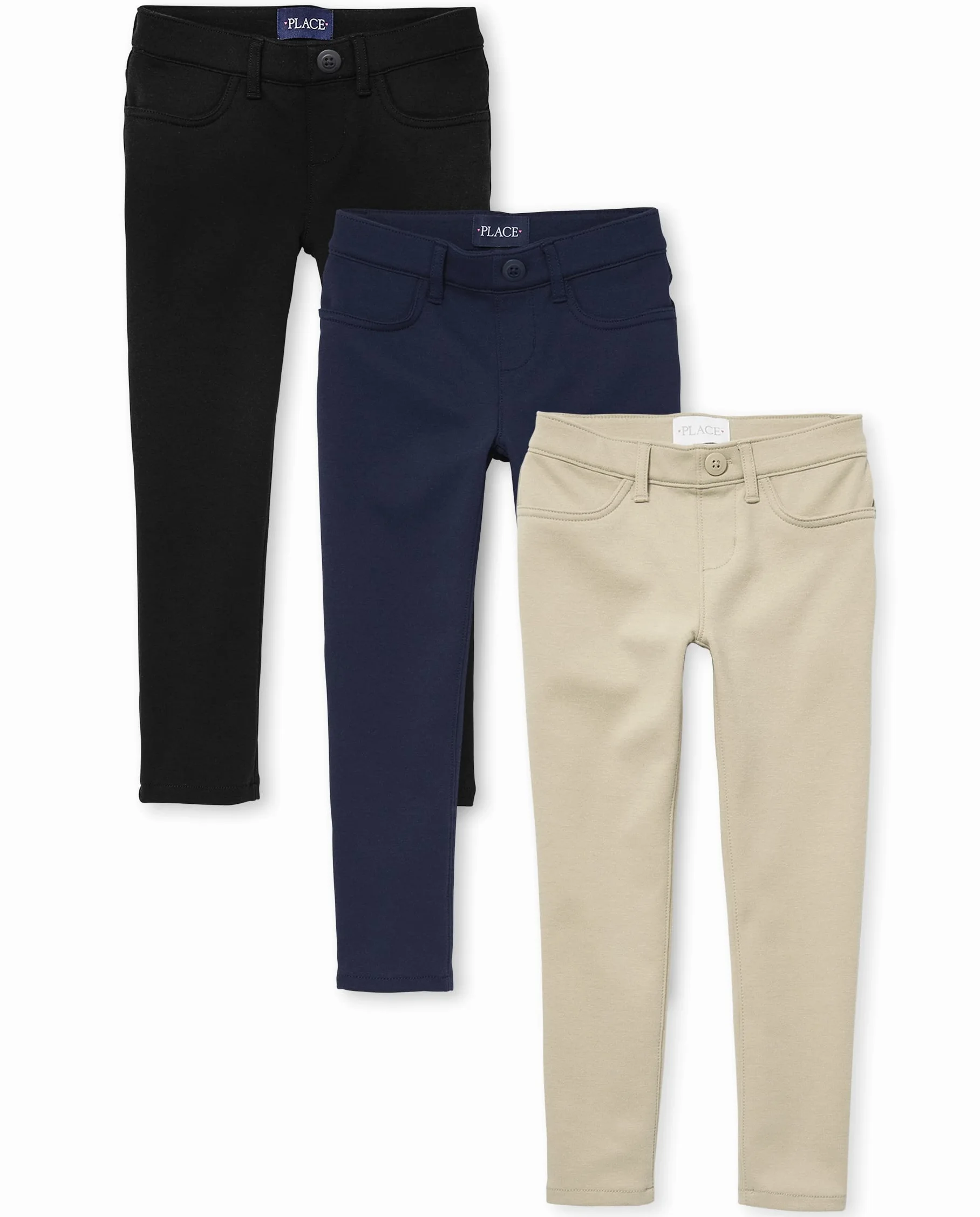 The Children's Place Girls Uniform Ponte Knit Pull On Jeggings 3-pack - Spodnie Dziewczynki