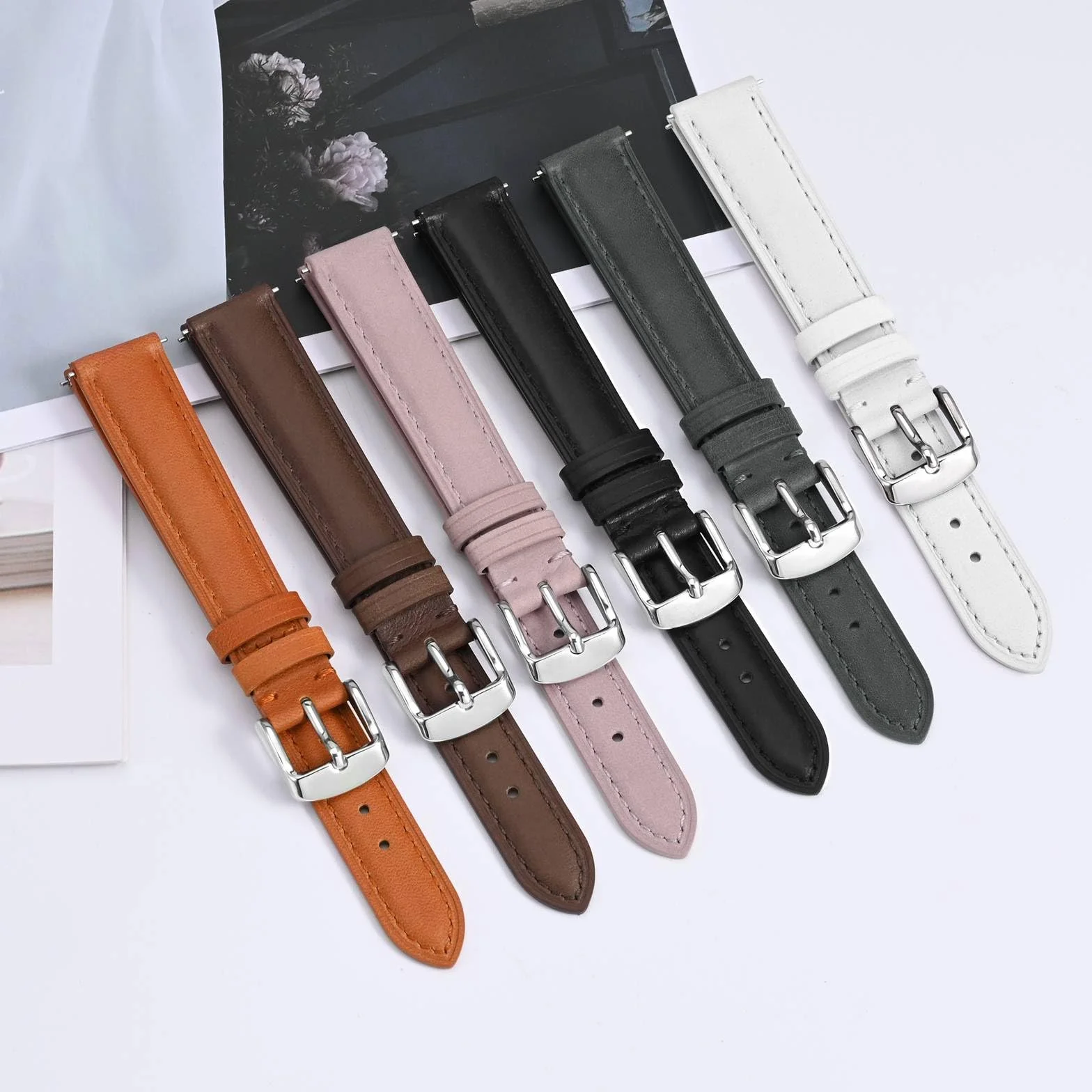 BISONSTRAP Elegancki skórzany pasek do zegarka z systemem szybkiego zapinania, dla kobiet i mężczyzn, dopasowany do uchwytów zegarków o szerokości 12 mm, 14 mm, 15 mm, 16 mm, 17 mm, 18 mm i 20 mm