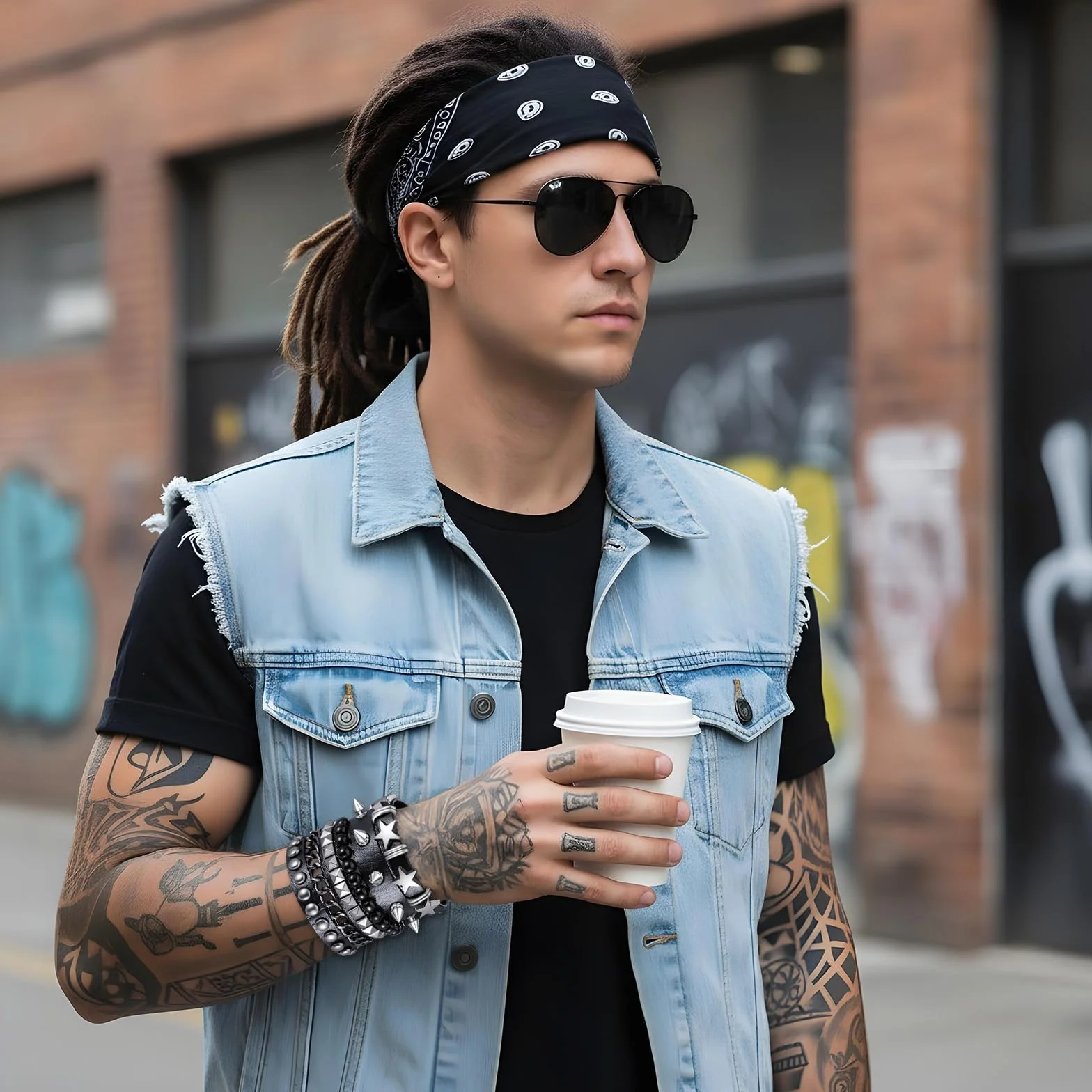 Tucnoeu 4szt. zestaw punkowych bransoletek z kolcami, biżuteria emo goth z lat 80. z kolcami, opaski na nadgarstek, akcesoria biżuteryjne dla mężczyzn i kobiet