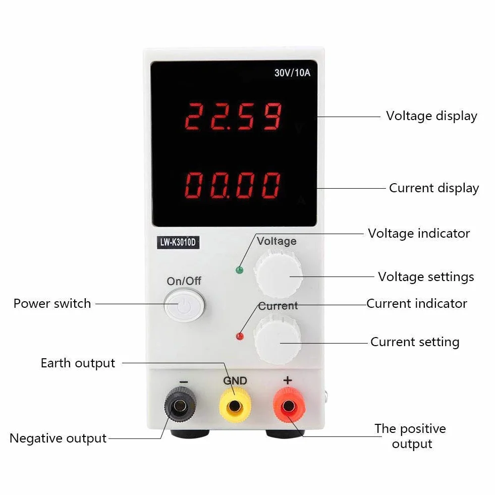 Zasilacz impulsowy DC LW-K3010D 30V 10A regulowany stołowy z wyświetlaczem LCD 220V