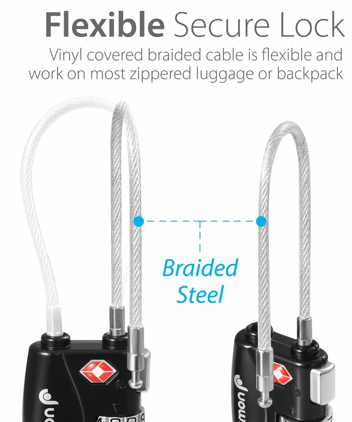 Fosmon kabel szyfrowy TSA 3-cyfrowy zestaw 3 szt czarny
