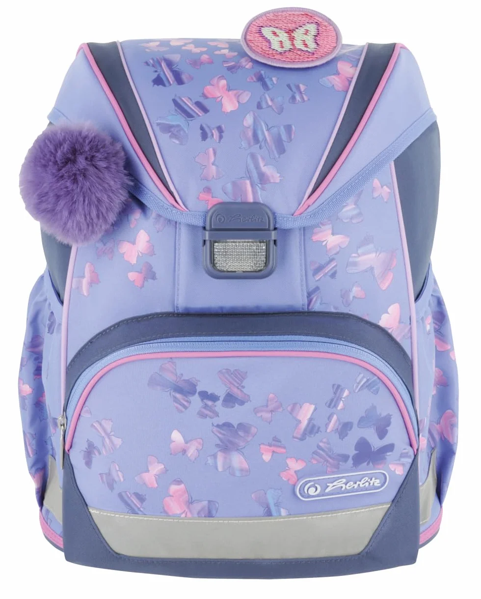 Herlitz Tornister Ultralight Dziecięc Butterfly Paradise z wyposażeniem | Plecak Szkolny jednokomorowy | Organizer Dla Ucznia Dzieci | Sztywne Plecy | Wytrzymały 15l 800g