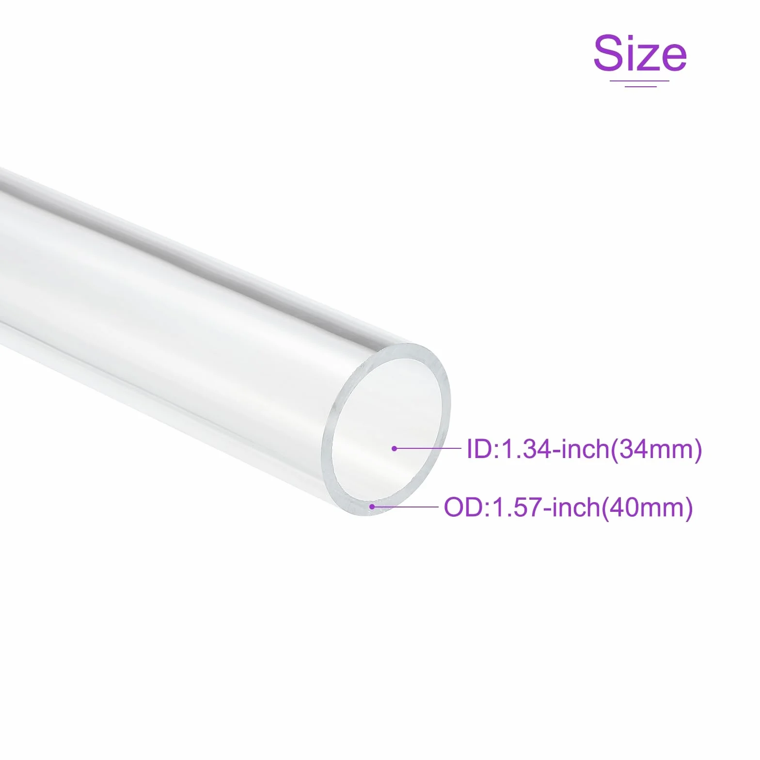 DMiotech 34 mm x 40 mm (3,3 cm x 1 9/40.6 cm) przezroczysta akrylowa rura sztywna plastikowa rurka 25 cm do rury wodnej akwarium, systemu chłodzenia wodą, instalacji wodnej
