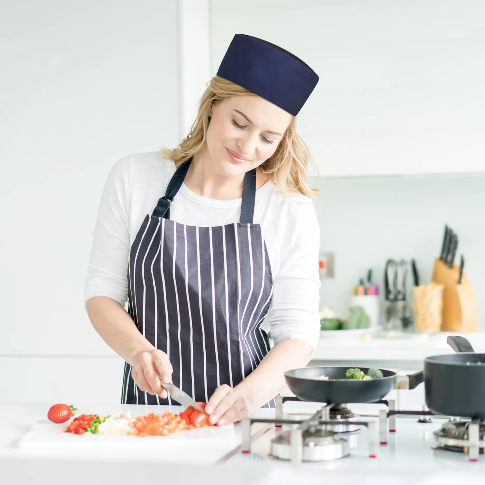 Unisex Czapka szefa kuchni regulowana oddychająca siatka do serwowania posiłków ciemnoniebieski kapelusz szefa kuchni do kuchni restauracji, Ciemny niebieski, 58-60