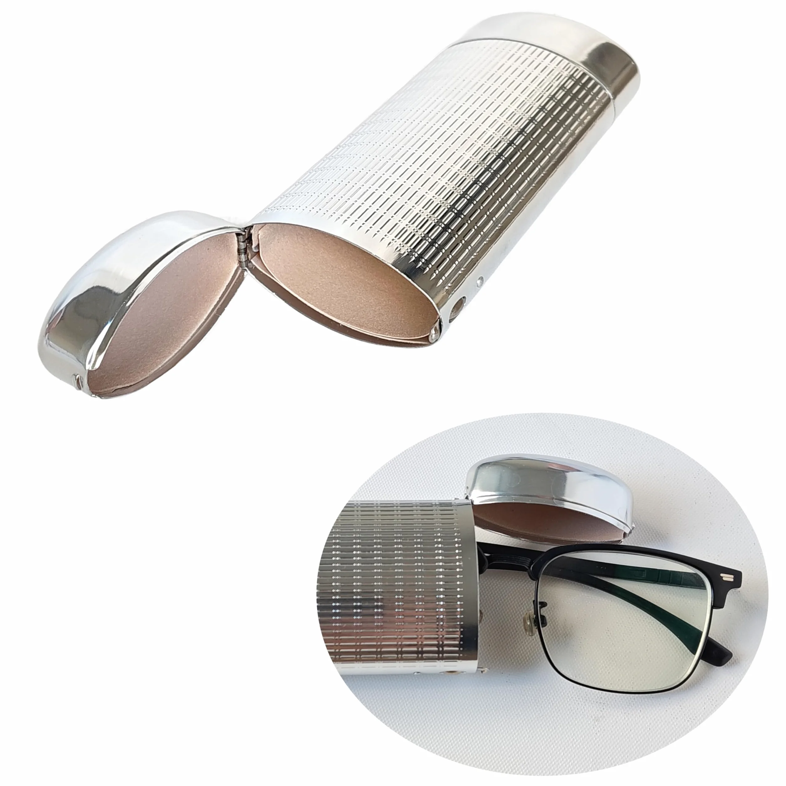 Przenośne twarde etui na okulary, metalowe, aluminiowe, aluminiowa skrzynka, etui na okulary, hardcase, kolor srebrny
