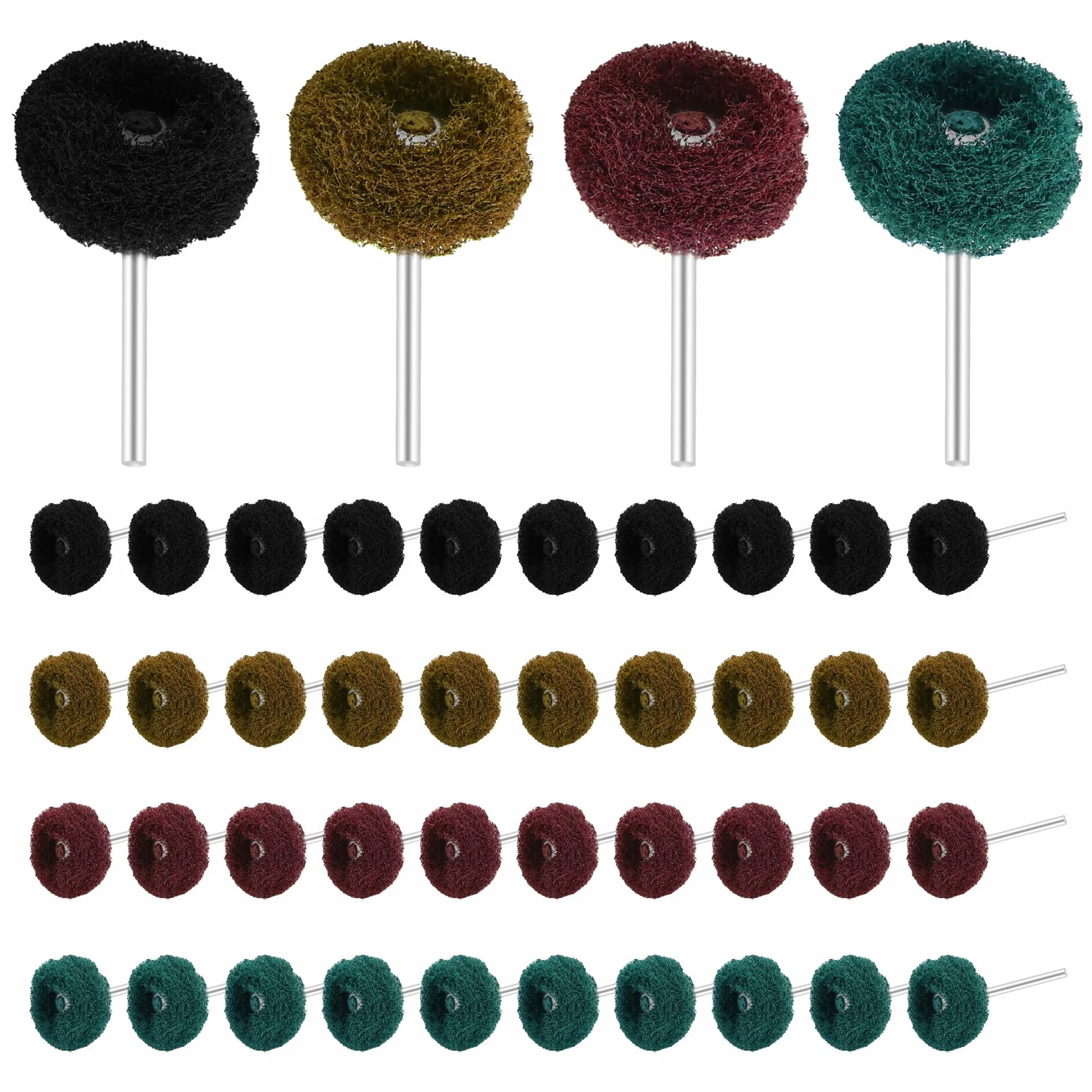 40 sztuk 25 mm tarcza szlifierska do polerowania, zestaw z trzonkiem 3 mm, materiał ścierny, koła polerskie, ziarnistość 80/150/240/320, do narzędzi obrotowych