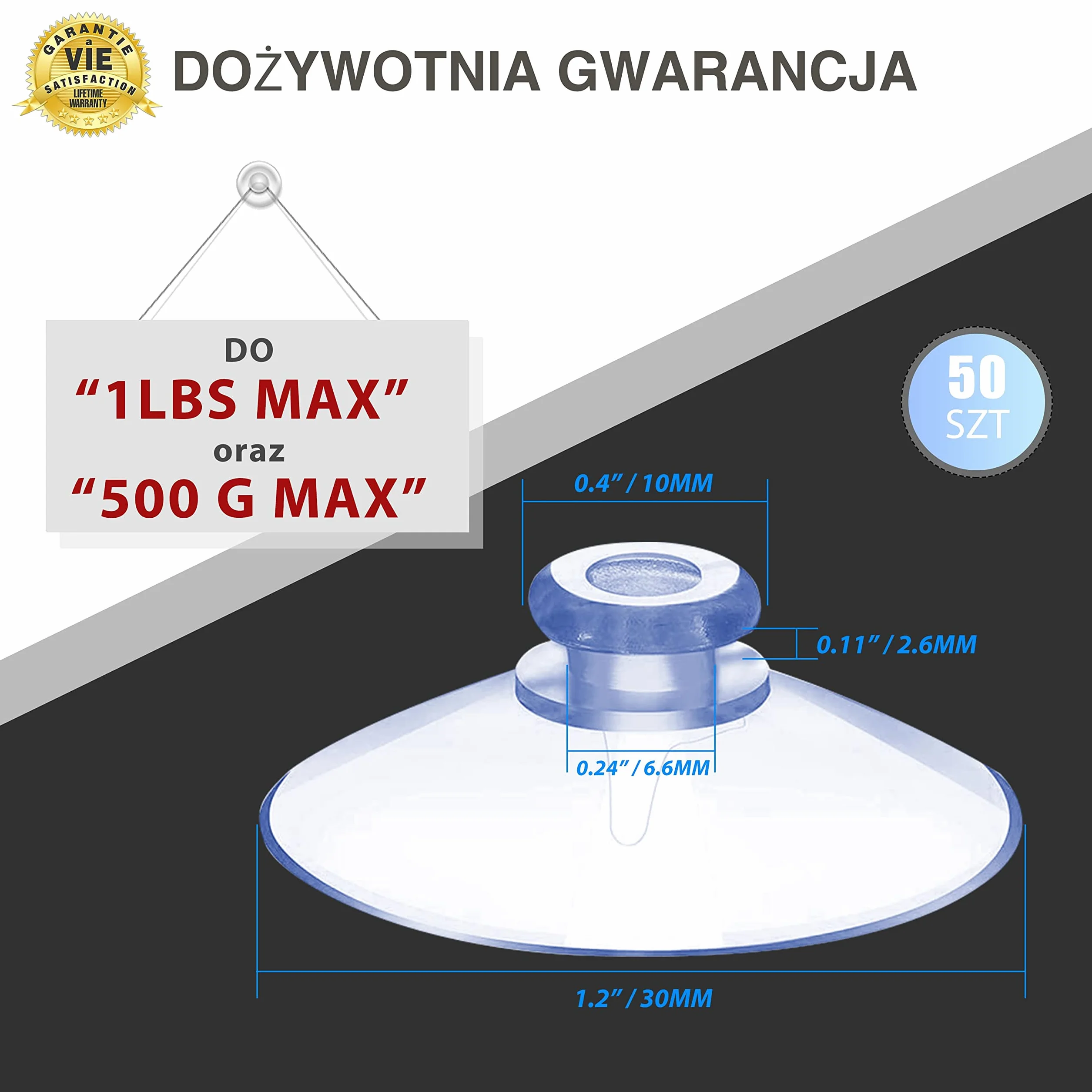 Mini Przyssawka - Średnica 30 mm - ✮DOŻYWOTNIA GWARANCJA✮ - Silikonowe Przyssawki do Montażu bez Haków - Gumowe Przyssawki do Powierzchni Chropowatych, Paneli, Szkła, Okien oraz na Szyby