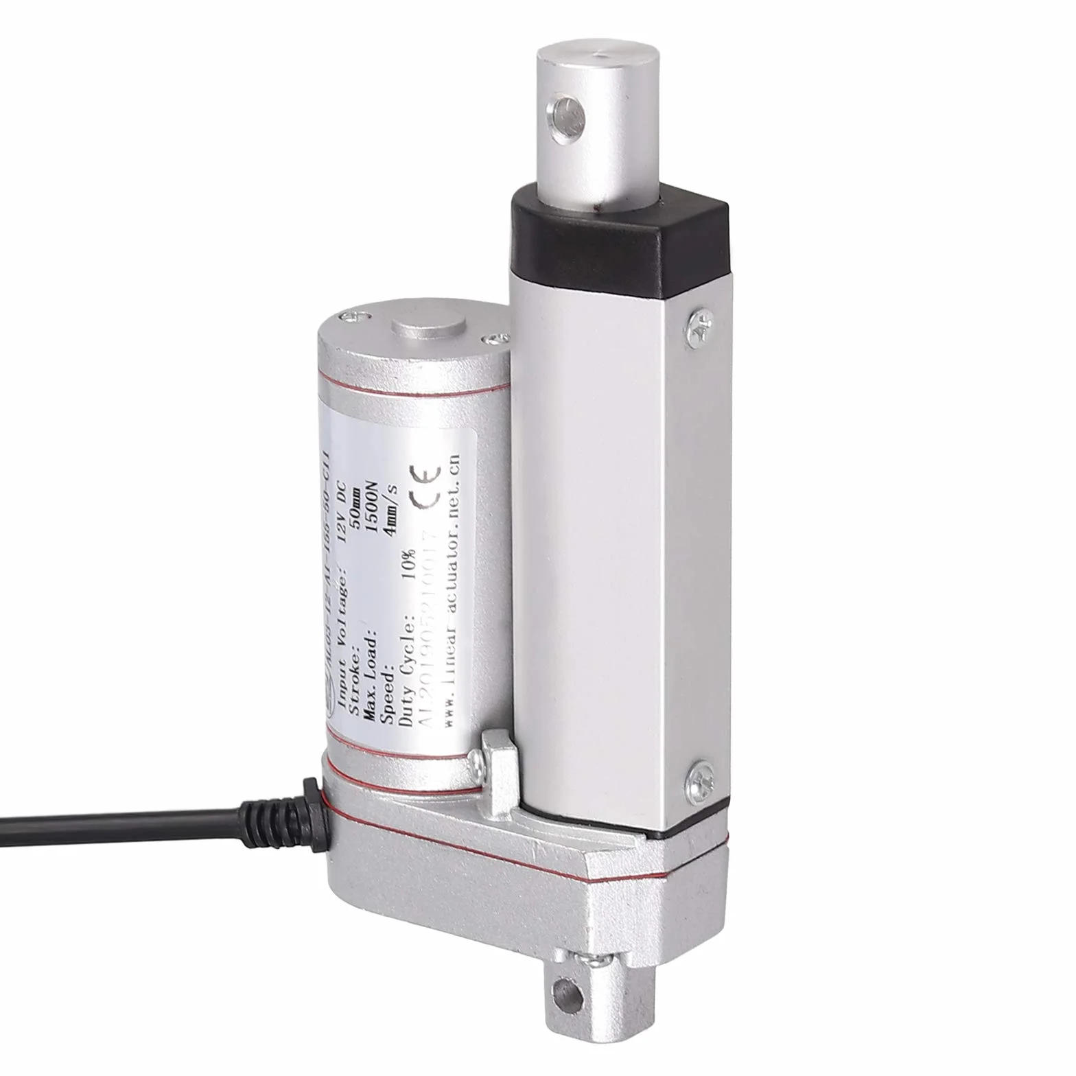 AUTOUTLET siłownik liniowy, do otwierania bramy, do dużych obciążeń 150 kg, 12 V DC, 1500 N, 50 mm, elektryczny siłownik liniowy do samochodów, mebli i innych