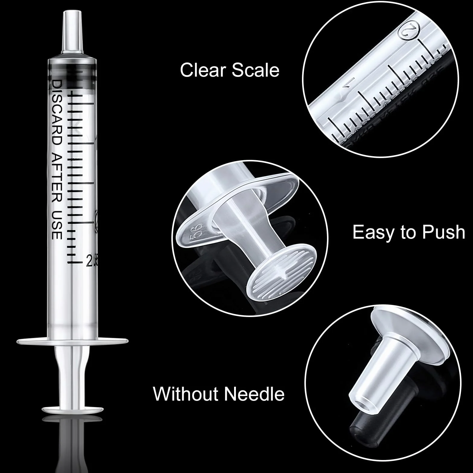 24 plastikowe strzykawki 2,5 ml, jednorazowe strzykawki z pokrywką, strzykawki z tworzywa sztucznego, sterylne opakowanie, strzykawka bez igły, do laboratoriów naukowych, pomiarów, podlewania,