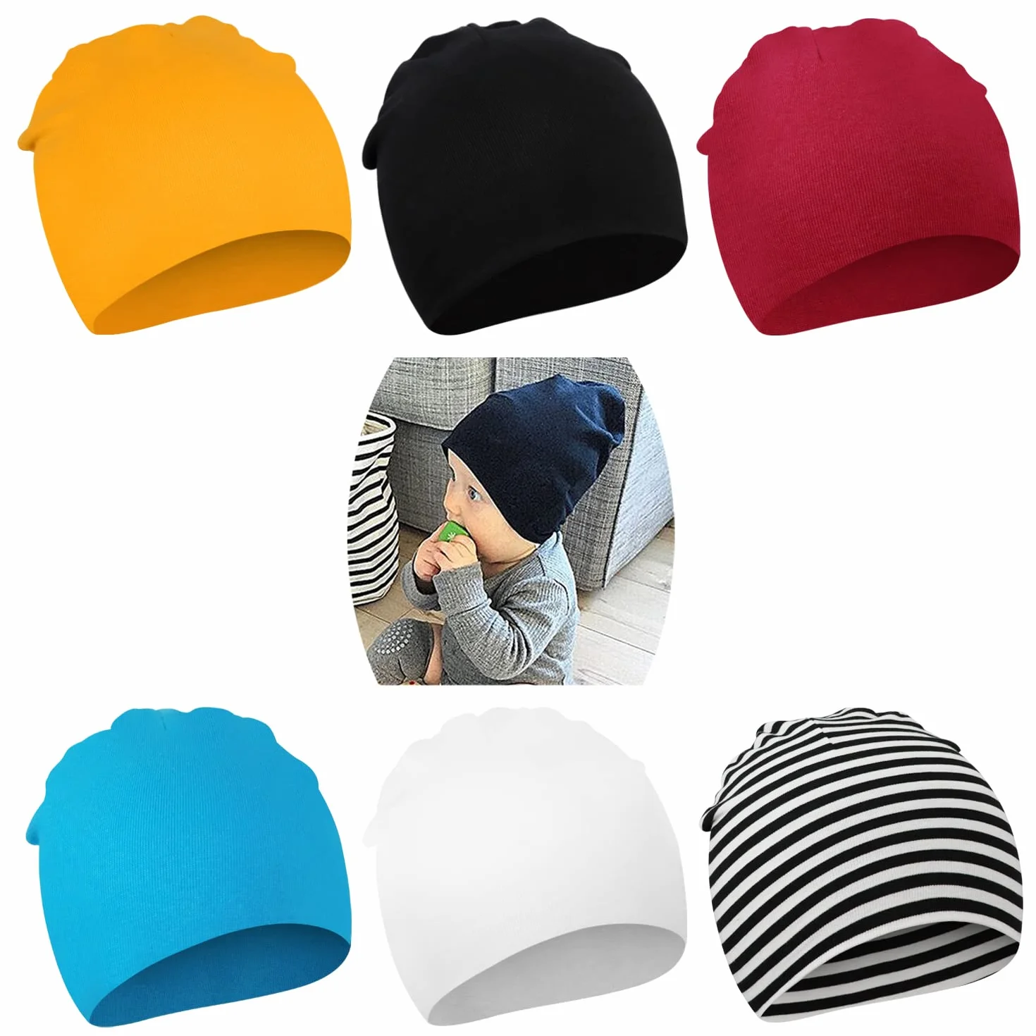 DRESHOW 6 Sztuk Czapka dla Niemowląt Noworodek Maluch Miękka Urocza Dzianinowa Czapka Czapki Szpitalne dla Chłopców Niemowląt Czapka Beanie