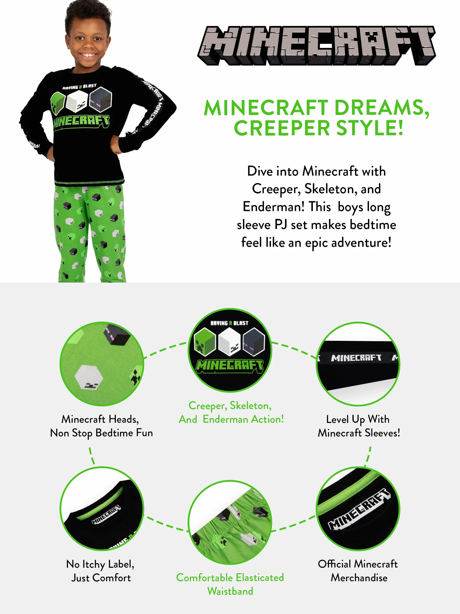 Piżamy Minecraft Creeper Dla Chłopców Zestawy Piżam Gamer