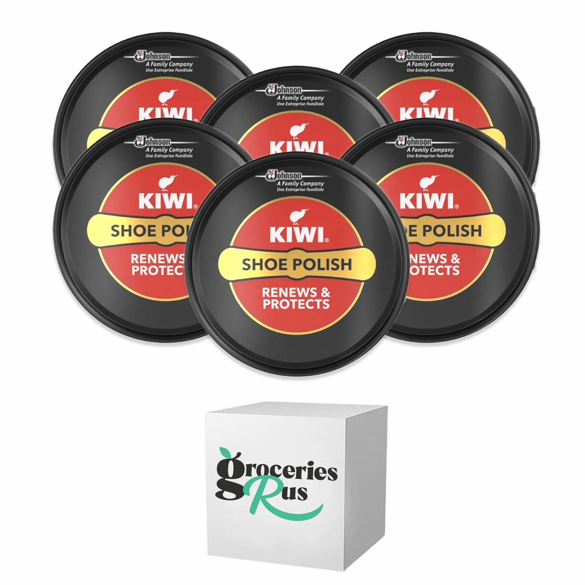 GroceriesRus Kiwi pasta do butów czarna 50 ml - Shine and Protect - opakowanie 6 sztuk, Czarny, Rozmiar Uniwersalny