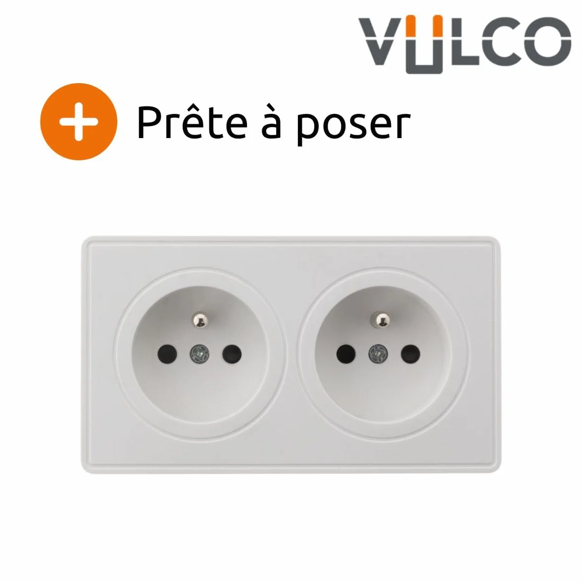 Zenitech, Vulco White 16A, gniazdo natynkowe podwójne, gniazdo elektryczne 2-biegunowe z uziemieniem, kompatybilne ze standardowymi listwami, tworzywo sztuczne poliwęglanowe