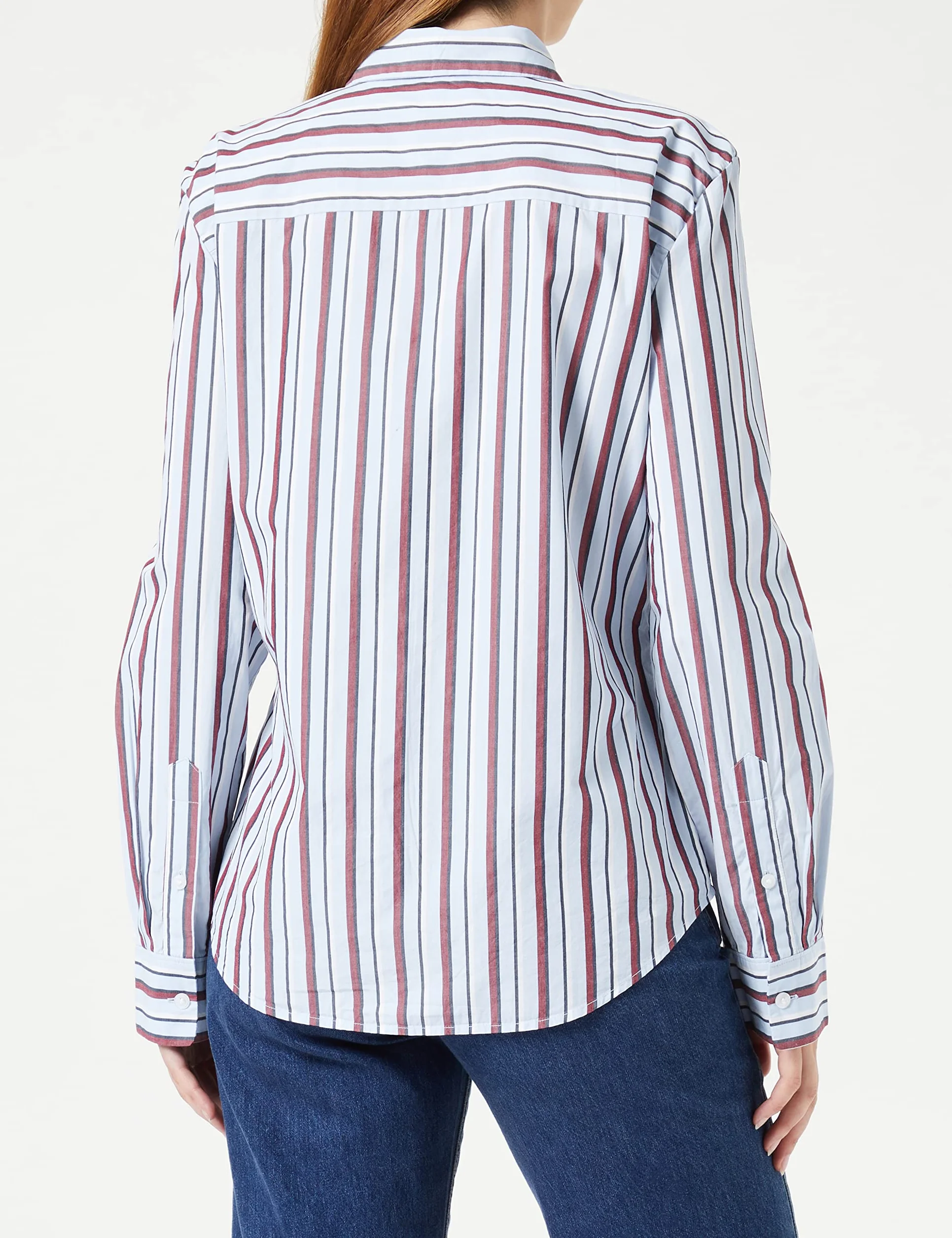Tommy Hilfiger Damska koszula regularna RWB LS Casual, Split Global STP/Breezy Blue, 38, Split Global Stp/Breezy Blue, 64