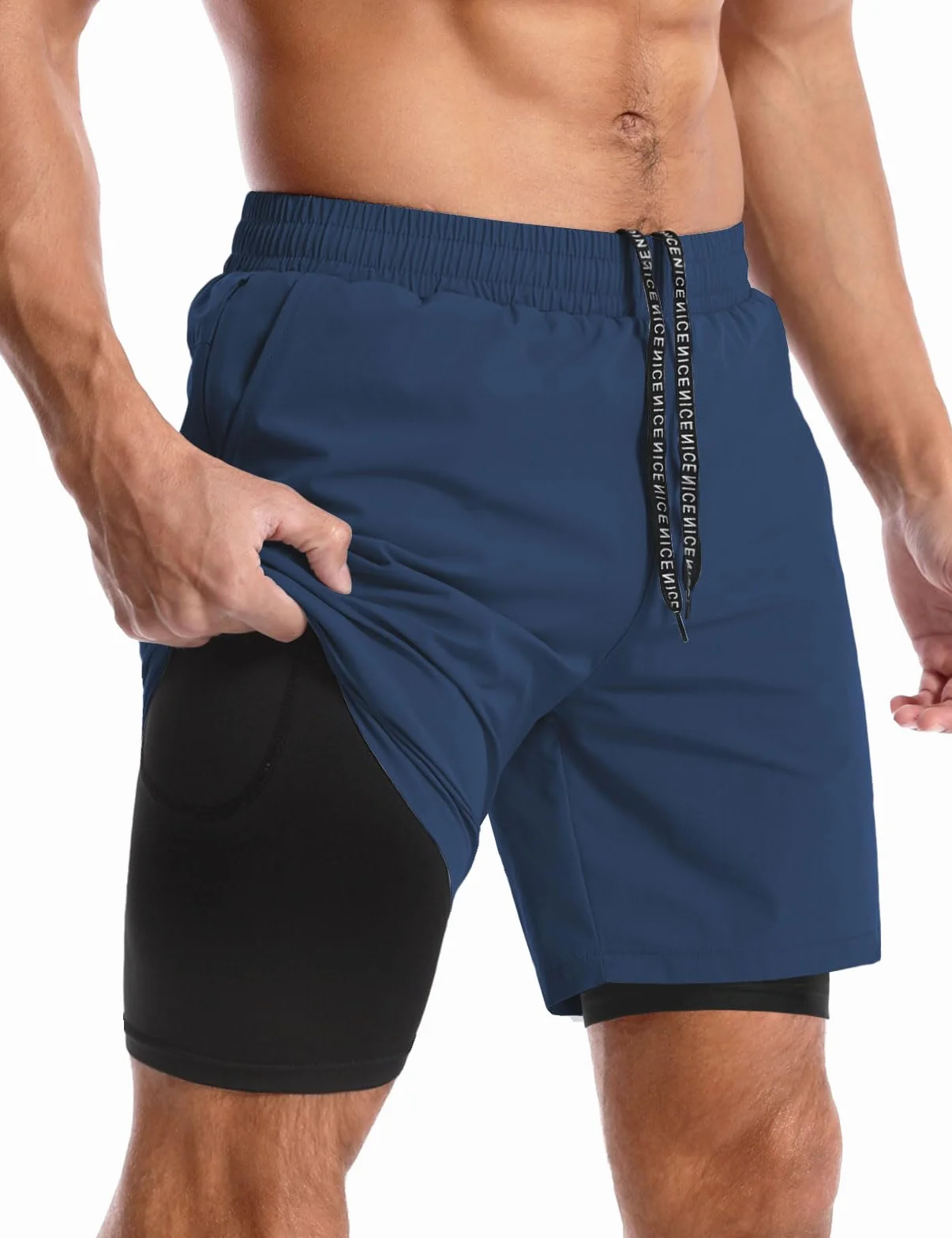 Aolesy Męskie spodenki do biegania 15 cm / 18 cm szybkoschnące spodenki treningowe na siłownię z kieszeniami, trening tenisowy lekkoatletyczny (bez wkładki i wkładki)