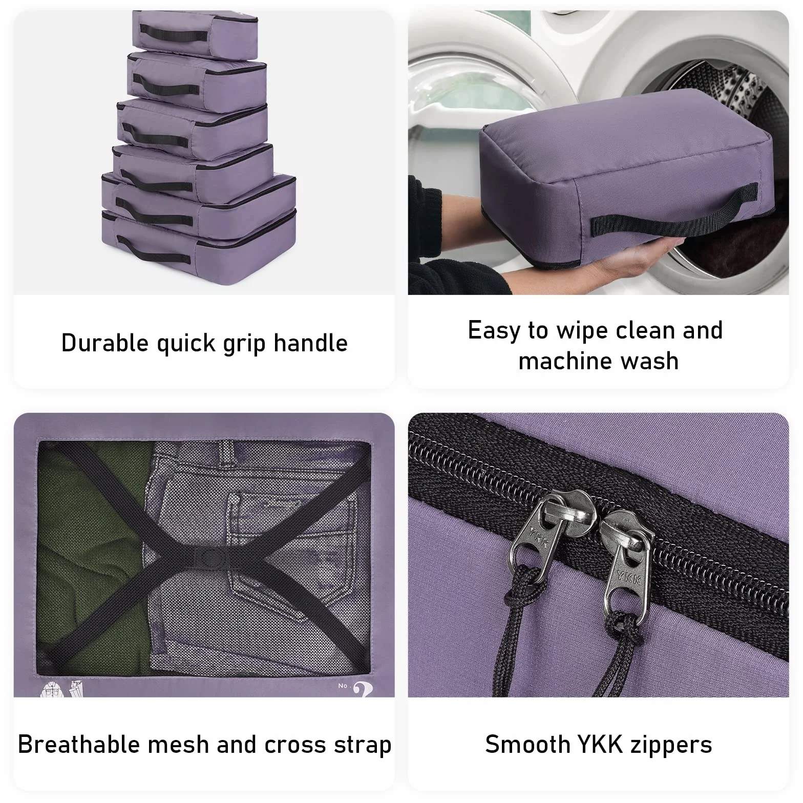 ECOHUB Kostki do pakowania do walizki 7 PCS Organizatory podróży Torby do pakowania Akcesoria podróżne Torby na buty dla podróżnych Torba do przechowywania Torby organizacyjne(Fioletowy)