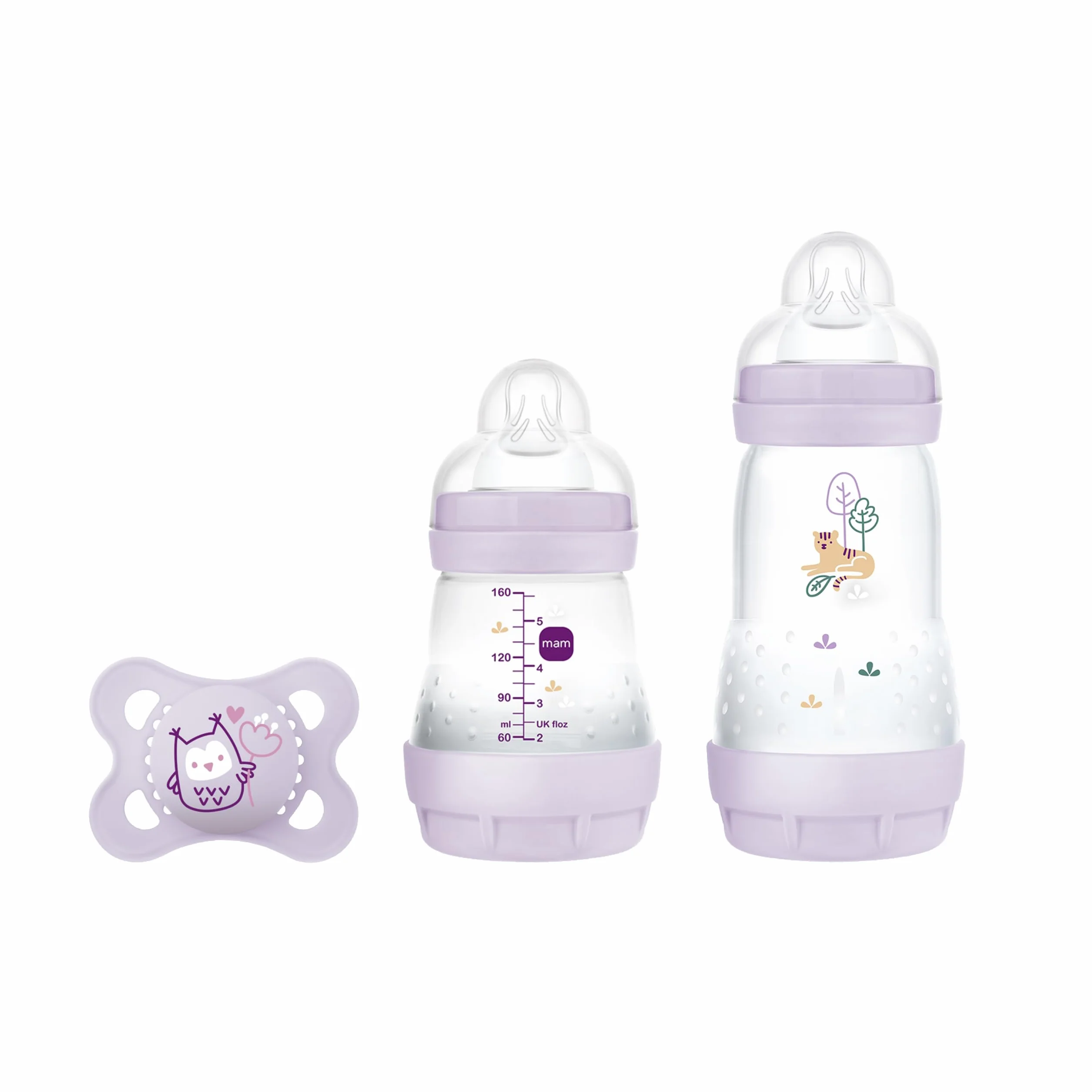 MAM Easy Start Anti-Colic zestaw startowy S, pierwsze wyposażenie dla niemowląt, z 2 butelkami Anti-Colic (160 ml i 260 ml), w zestawie smoczek rozmiar 1 i smoczek, zestaw upominkowy dla niemowląt, od