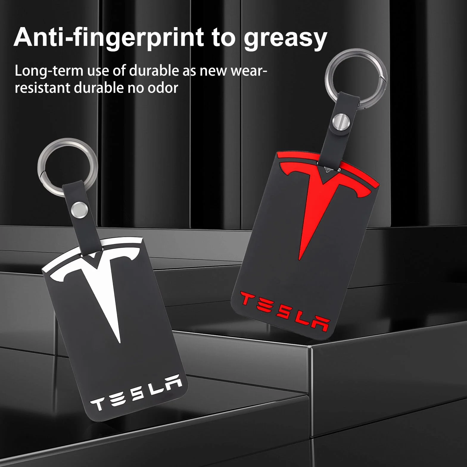 Aicharynic 2 sztuki uchwytów na karty do Tesla Model 3, model Y, silikonowy breloczek do kluczy, uchwyt na karty, akcesoria Tesla, kolor czarny, Tesla, uchwyt na karty, czarny, /