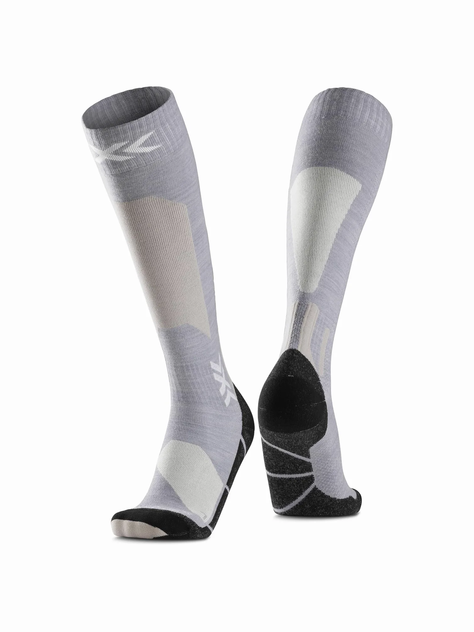 X-Socks Ski Discover Merino OTC - skarpety narciarskie zapewniające komfort i ciepło - opaska O-Ring zapewniająca bezpieczne dopasowanie i wsparcie - Seal Grey/Light Sand, 39-41