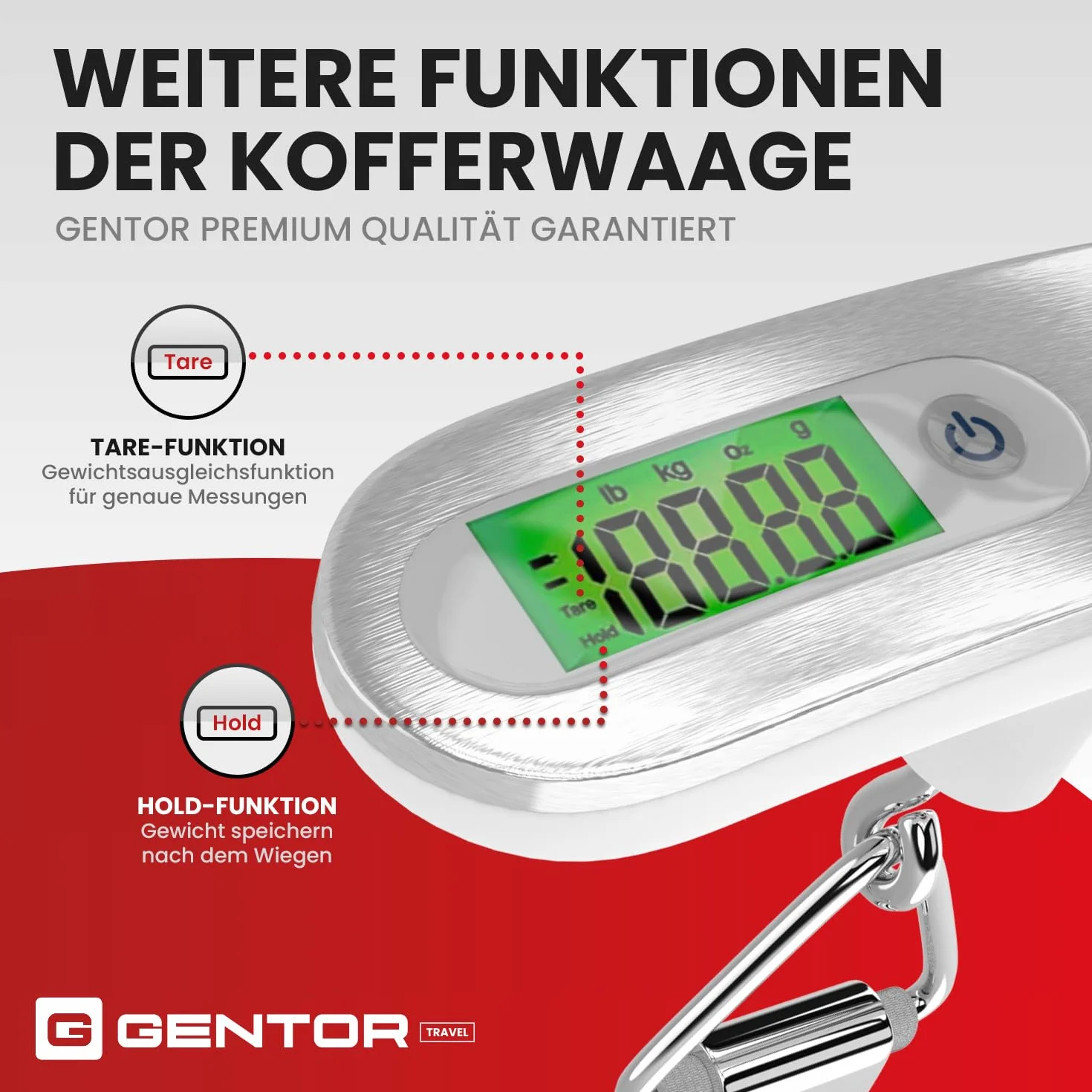 Cyfrowa waga bagażowa do 50 kg – waga bagażowa z hakiem i wyświetlaczem LCD – cyfrowa waga podróżna do walizek, bagażu podręcznego, lotu, urlopu i gadżetów podróżnych