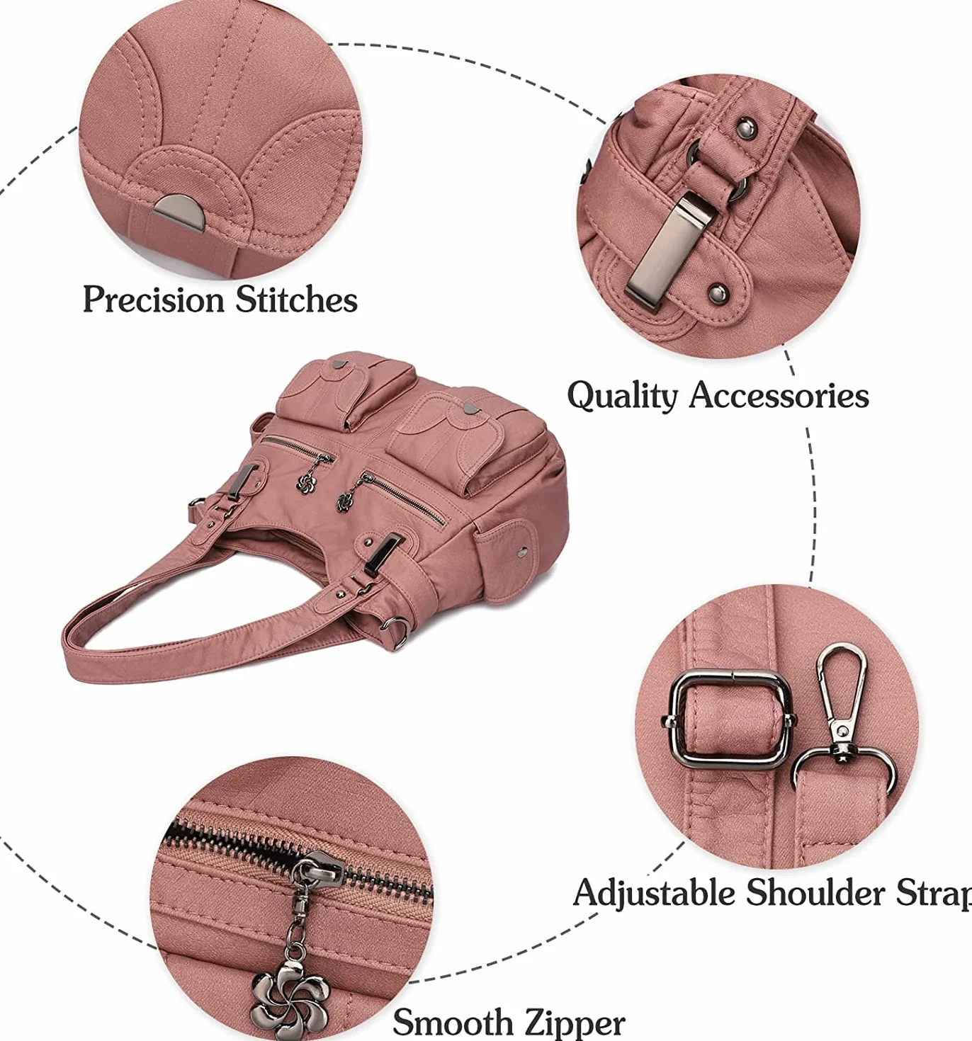FANDARE Duże torby noszone na ramię damska torba na ramię wodoodporna torba ze skóry PU, na zakupy, impreza, szkoła, podróż crossbody hobo