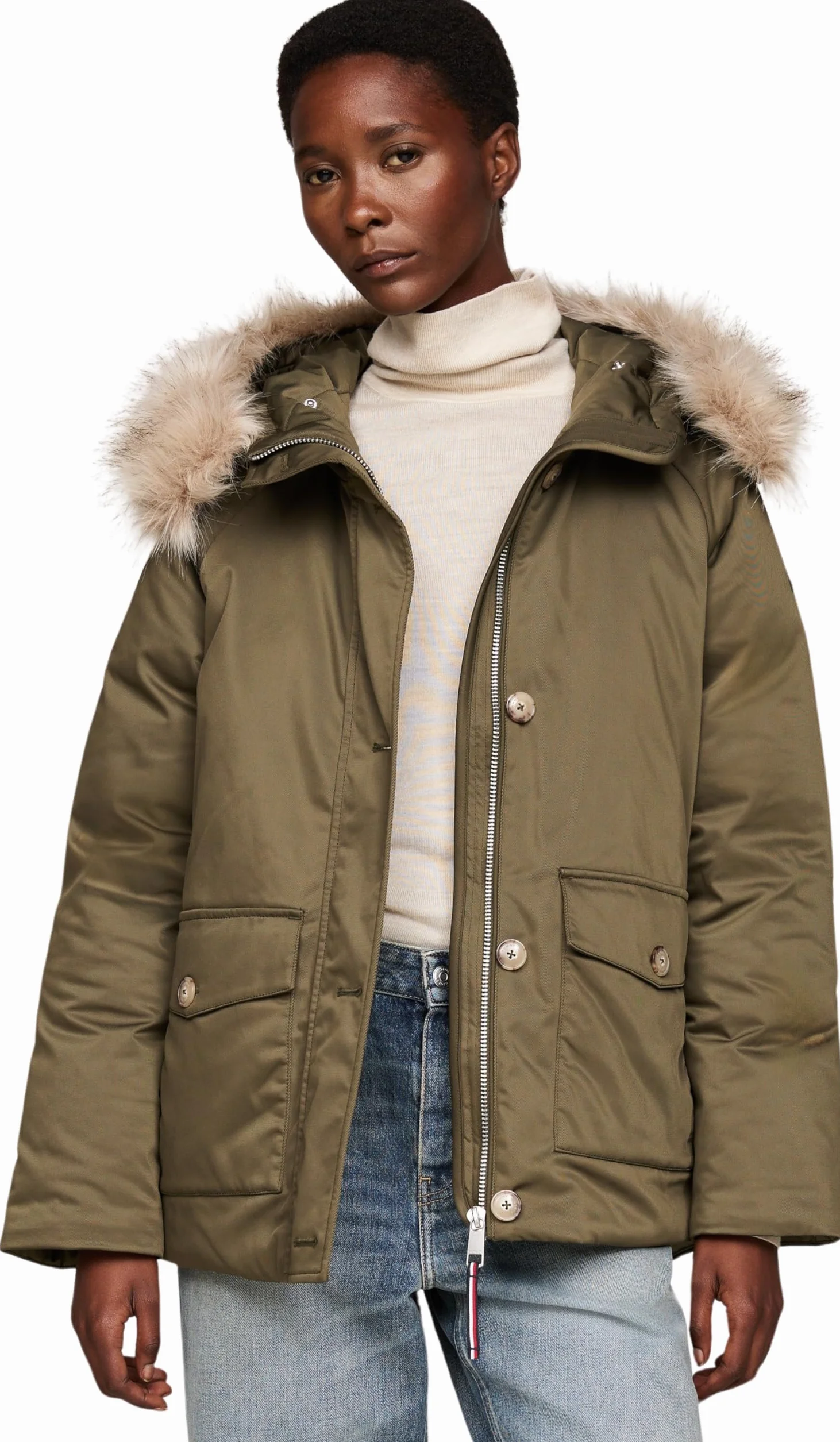 Tommy Hilfiger Parka damska wyściełana z futrem WW0WW42744
