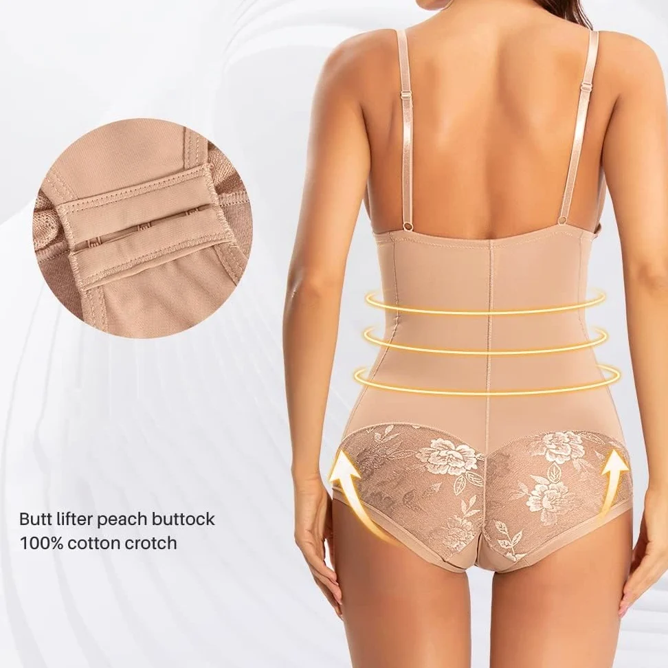 Koronkowe krawędzie Shapewear Body wyszczuplające talię Push up Butt Lifter Shaper Gorset wyszczuplający Majtki z szelkami