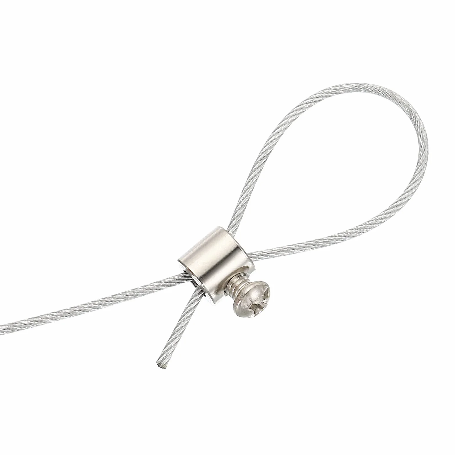 PATIKIL Klipsy do liny drucianej, 9 x 8 mm, 10 szt. stalowych zacisków kablowych 5 mm, pojedynczy otwór, zacisk do liny, ze śrubami M4 x 0,7 do kabla