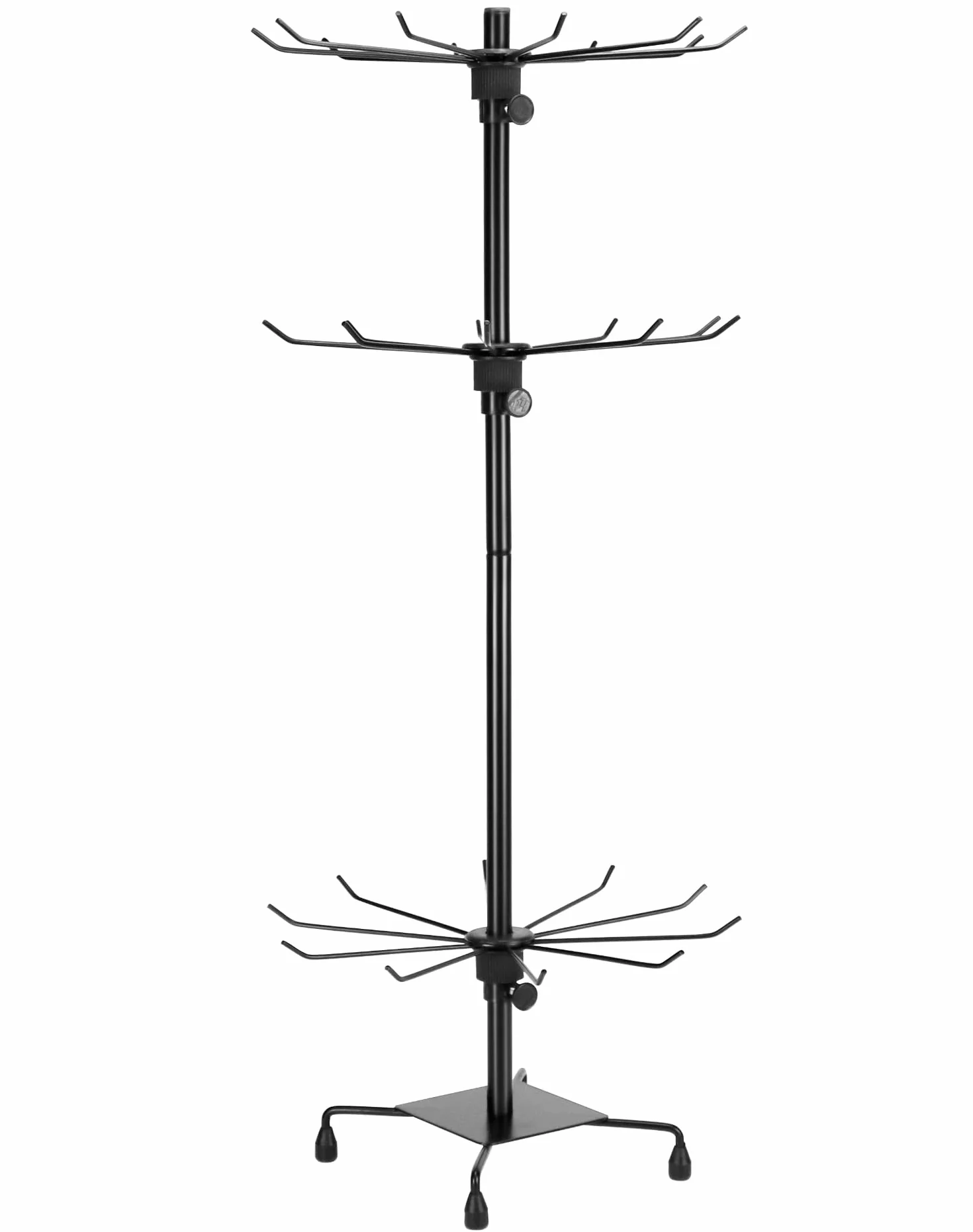 QWORK® 3-poziomowy, czarny, metalowy stojak obrotowy, idealny do ekspozycji biżuterii i akcesoriów