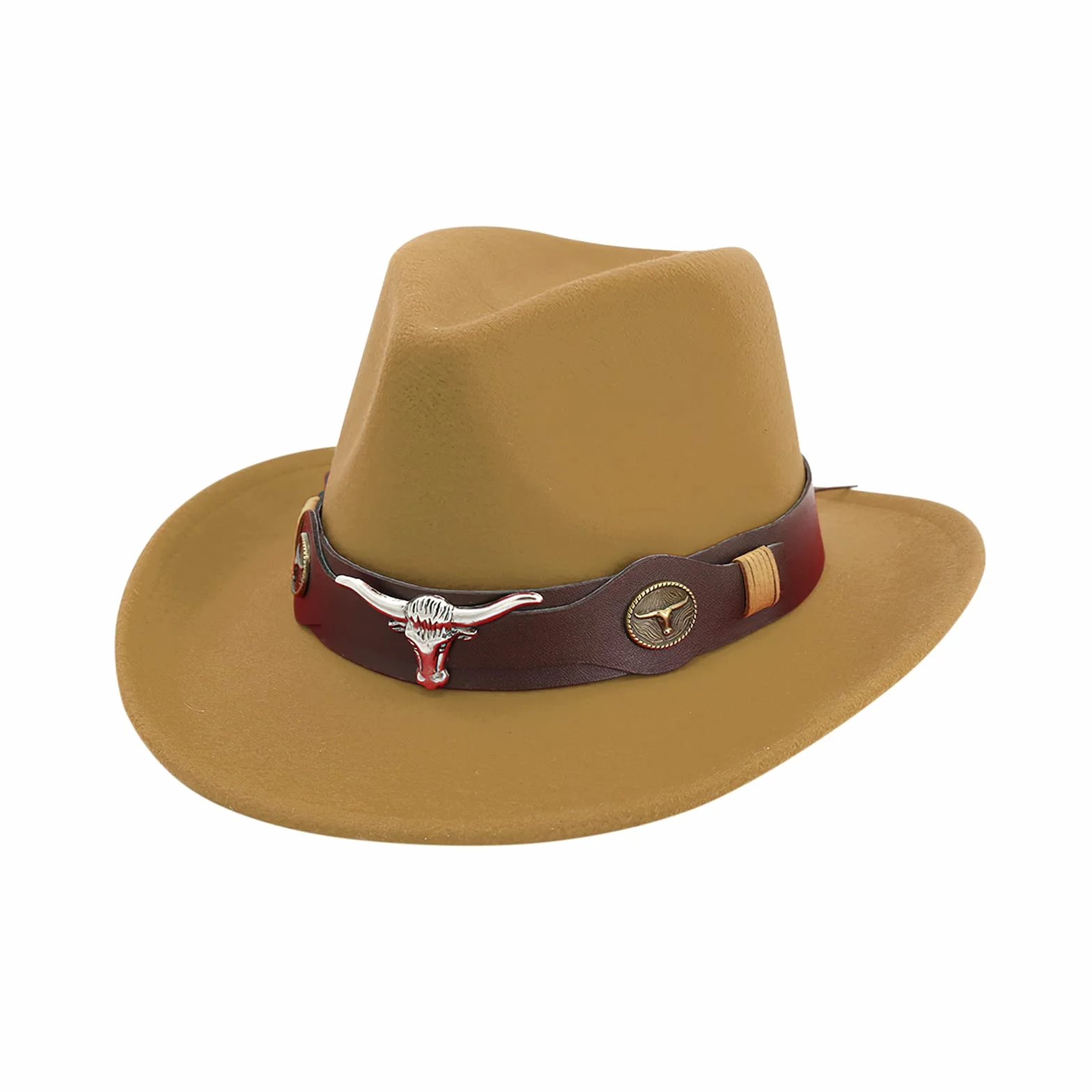 IBLUELOVER Damski kapelusz kowbojski wełniany filcowy kapelusz zachodni szerokie rondo Trilby kapelusz fedora czapka jazzowa kowbojka kapelusz w stylu vintage modelowana czapka z klamrą regulowana