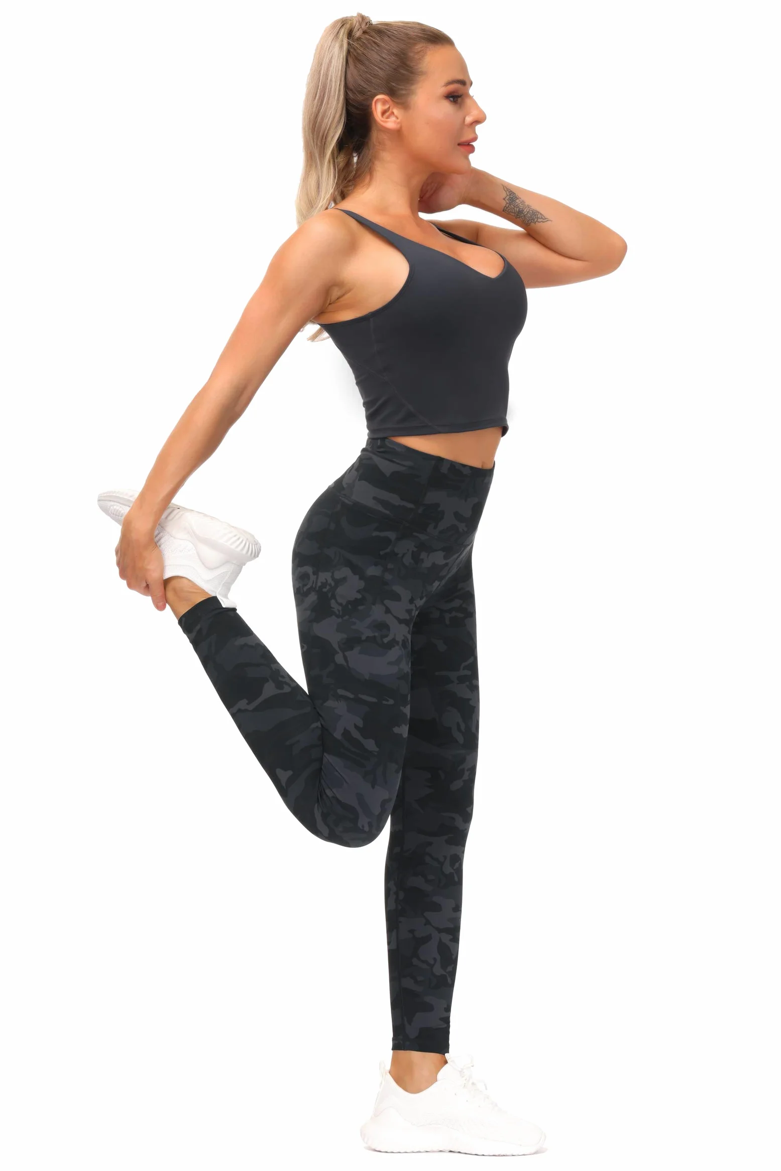THE GYM PEOPLE Legginsy treningowe z kieszeniami z wysokim stanem sportowe spodnie do jogi dla kobiet do biegania, fitnessu