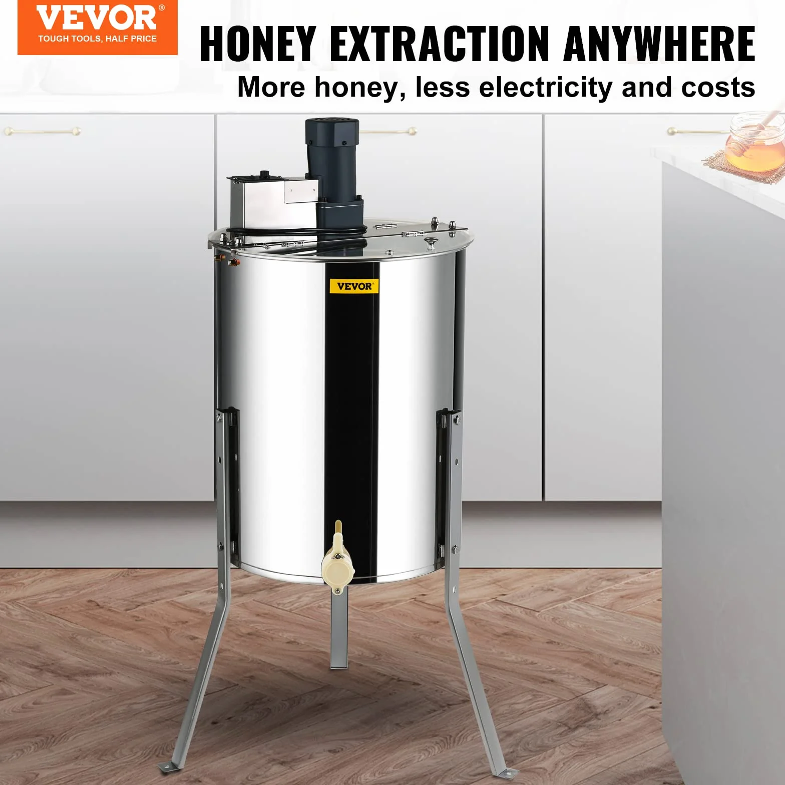 Vevor Electric Honey Extractor 4/8 F Elektryczna Wirówka do Miodu, Srebrny, 140 W