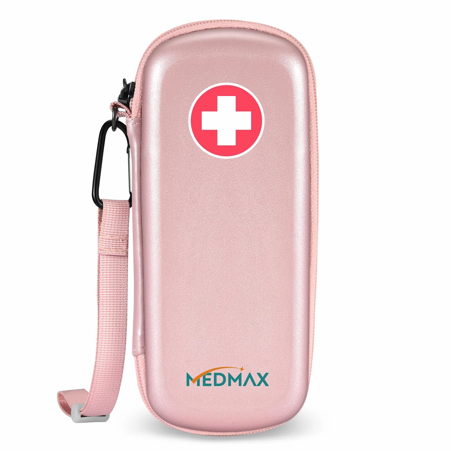 MEDMAX EpiPen Bolsa de Viaje, Rígido Concha Dura Estuche, Portátil Medicamentos Organizador para 2 EpiPens, Asthma Inhaler, Anti-Histamine, Auvi-Q, Allergy Medicine Essentials, (Oro Rosa)
