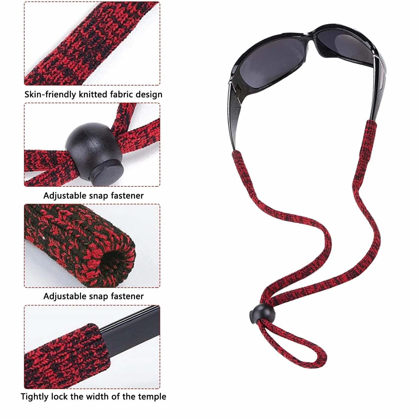 6 sztuk Regulowany Sznurek do Sportowych Okulary Przeciwsłoneczne, Sznurowane Okulary Sportowe Antypoślizgowe Pasek Do Okularów, Łańcuch Do Okulary Przeciwpoślizgowe Pasek Do Biegania, Campingu,