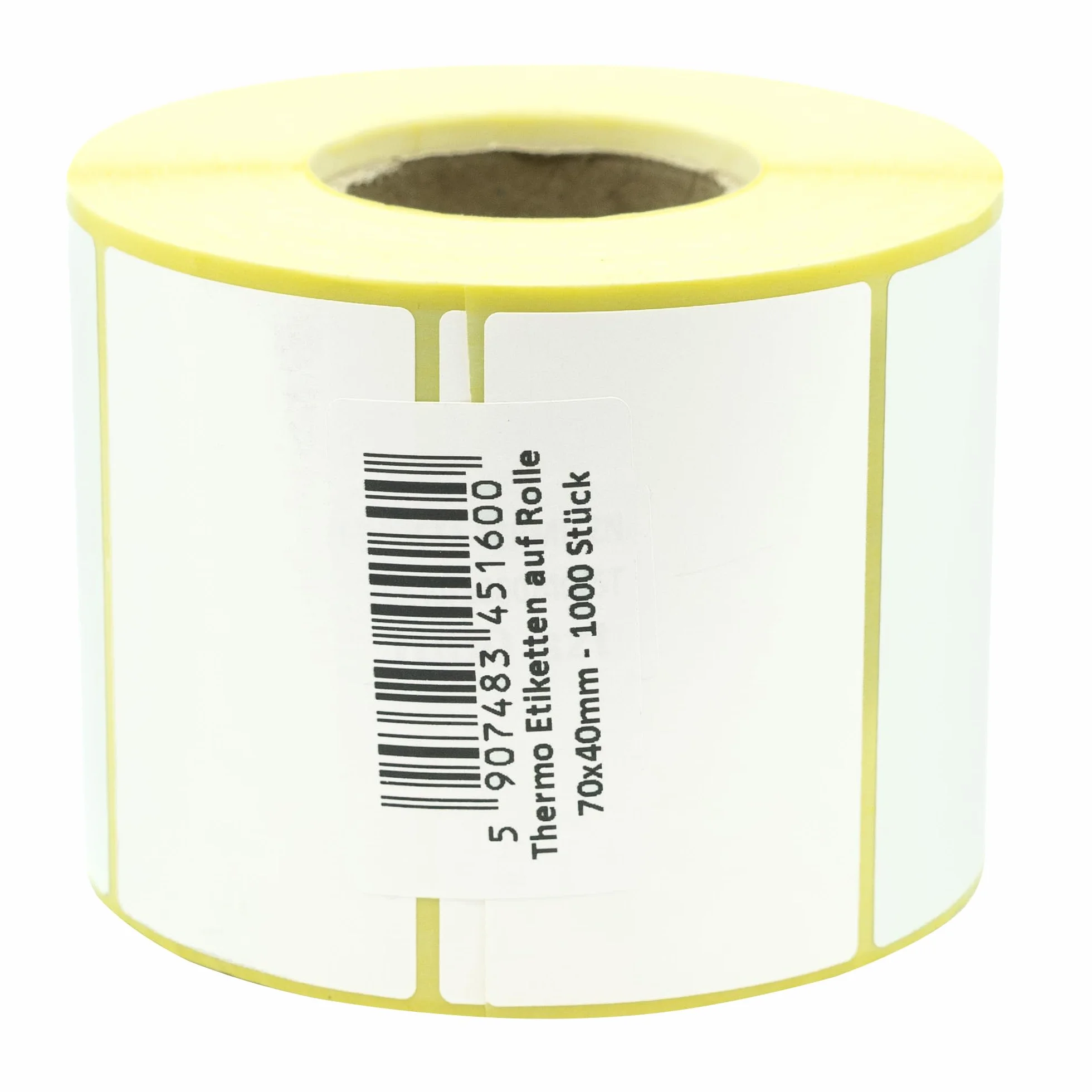 białe etykiety termiczne na rolce, 70 x 40 mm, 1000 sztuk – trwale przylegające, do kodów kreskowych, białe etykiety samoprzylepne do opisywania, etykiety termiczne