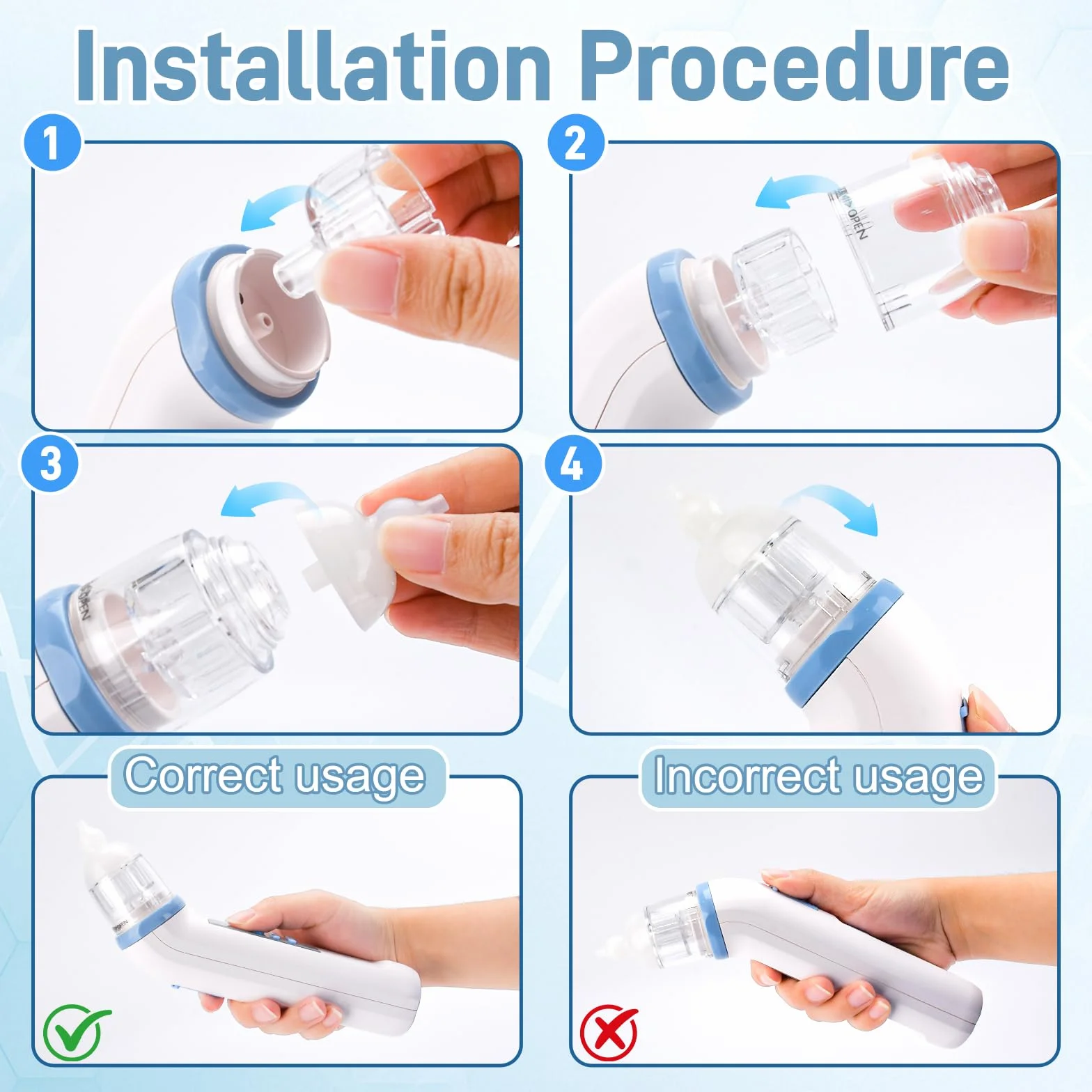 Elektryczny aspirator do nosa dla niemowląt