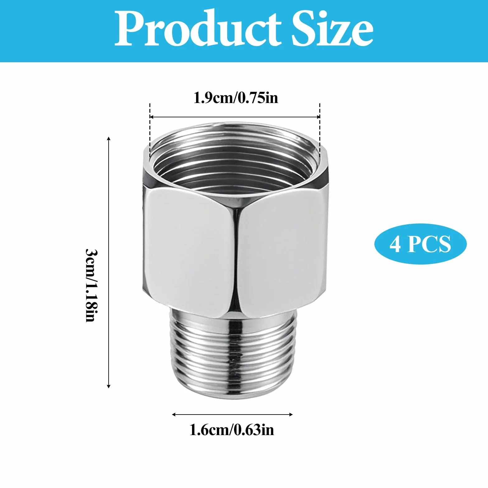 Adapter przewodu wodnego 1/2 do 3/8 do kuchni, łazienki, złączka do węża do kuchni, złącza do wody, rury, gazu, z pierścieniami uszczelniającymi