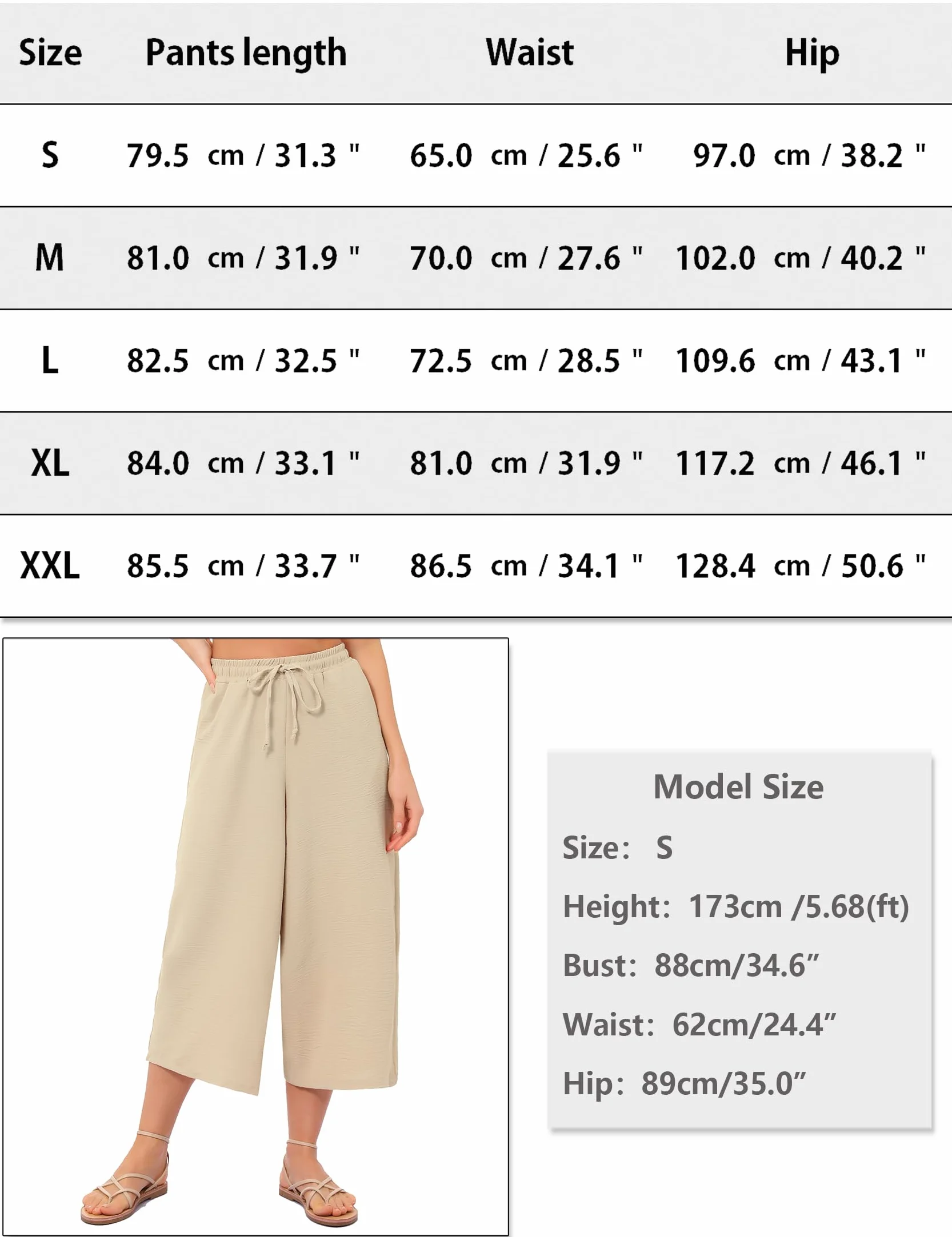 Damskie spodnie 3/4 na lato, lekkie spodnie rekreacyjne, spodnie Palazzo, wysoka talia, ze sznurkiem, jednokolorowe, letnie spodnie plażowe z kieszenią, S-XXL