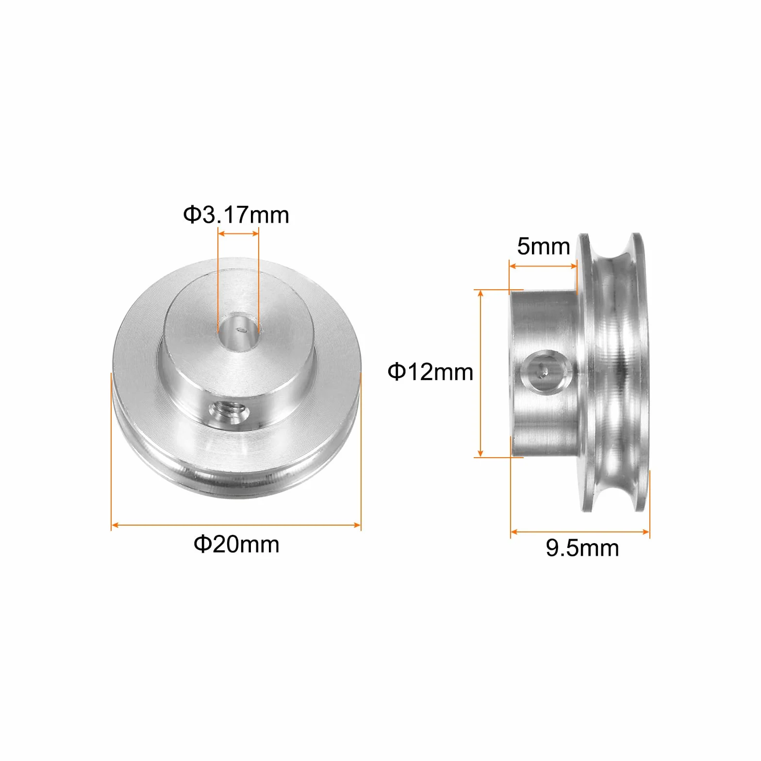 QUARKZMAN 3,17 mm koło pasowe V ID i 20 mm OD Pojedyncze gniazdo ze stopu aluminium do okrągłego paska PU 3 mm wał silnika maszyny wiertniczej