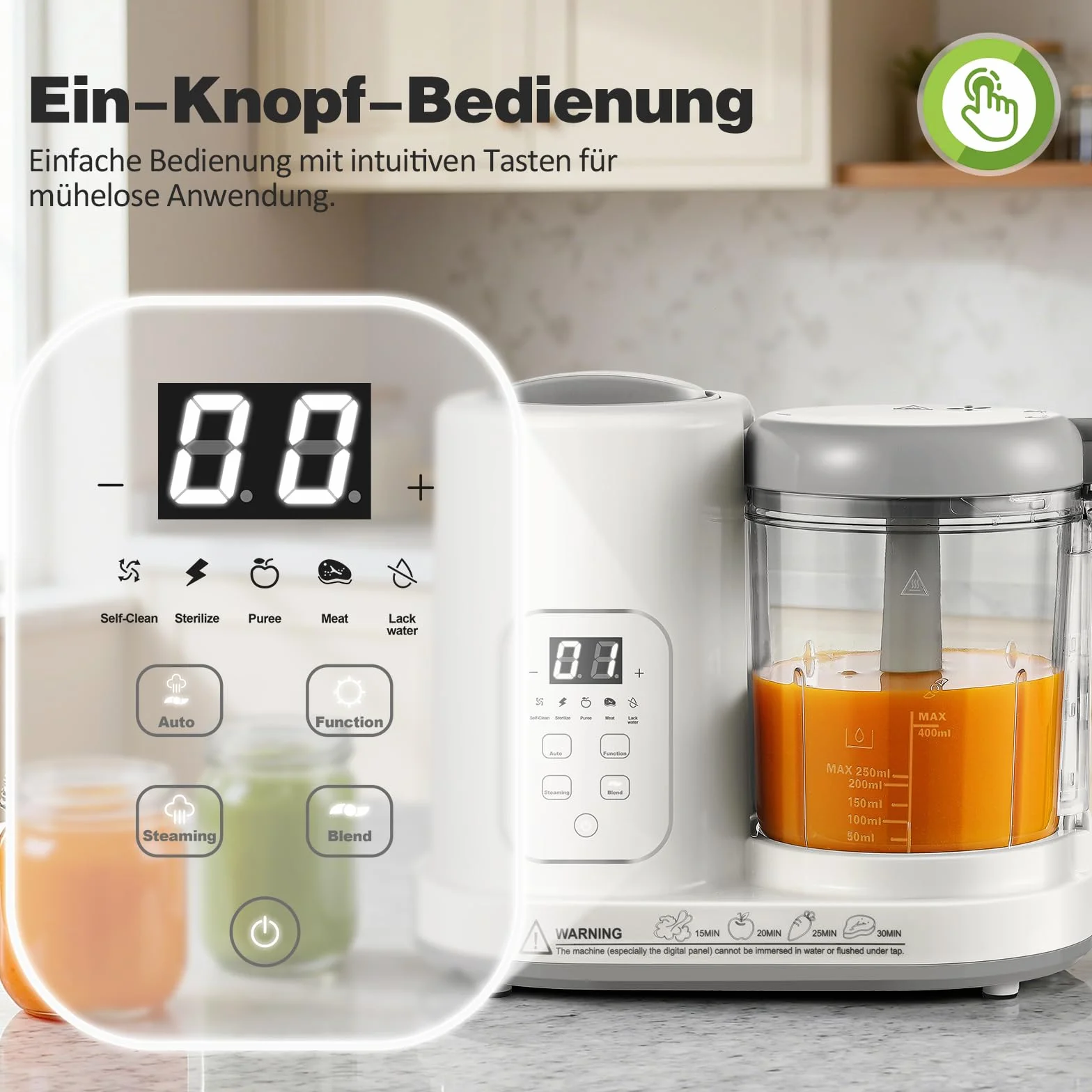 TopStrong Baby Food Maker urządzenie do przygotowywania posiłków dla niemowląt, parowar, miksowanie, rozmrażanie i podgrzewanie, wielofunkcyjny zaparzacz dla niemowląt z funkcją samoczyszczenia, robot