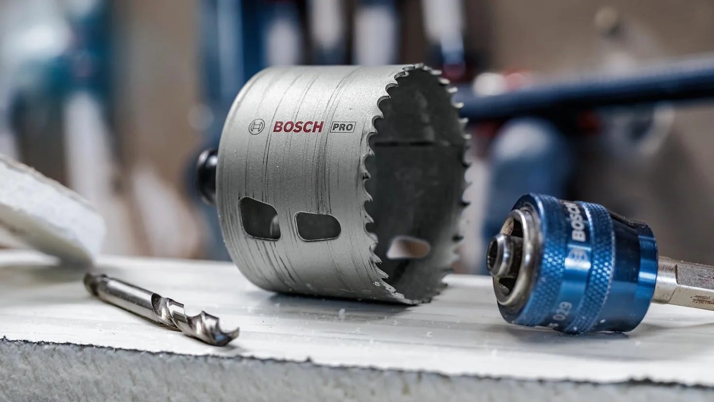 Bosch 9 x PRO Multi Material Power Change Plus zestaw otwornic – przezroczyste etui (do miękkiego drewna, płyt kartonowo-gipsowych, Ø 22, 29, 35, 44, 51, 64 mm, profesjonalne akcesoria do