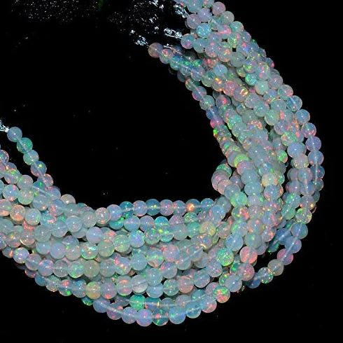 Naturalny AAA etiopski opal welo ogień kamień szlachetny 5 mm okrągłe gładkie koraliki 20 cm sznur
