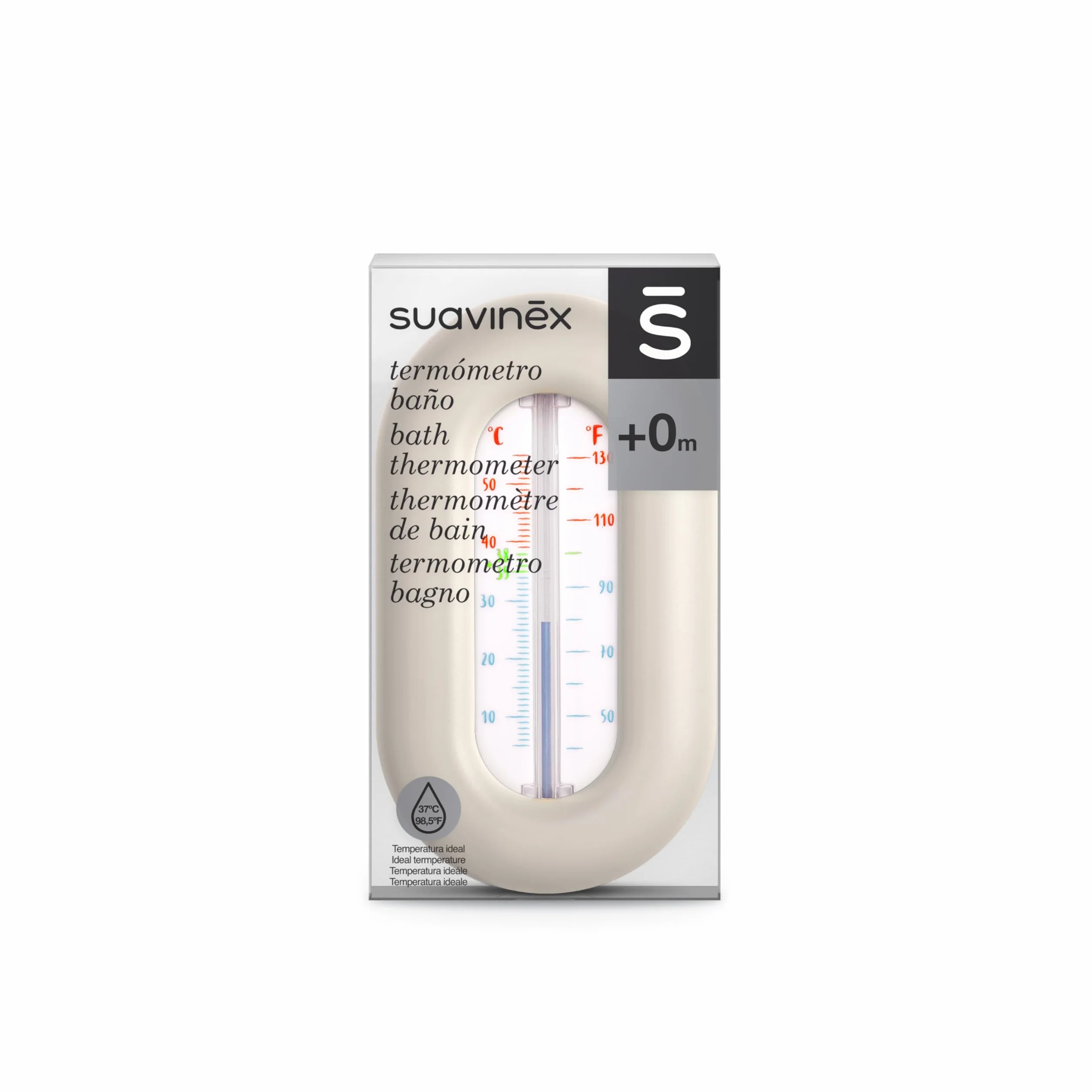 Suavinex, Termometr do kąpieli dla niemowląt, do kąpieli, bez rtęci, bez baterii, precyzyjny, wytrzymały, szybki i ze skalą kolorów, stopnie °C i ºF, pływające w wodzie +0M, Wild&Free, szary